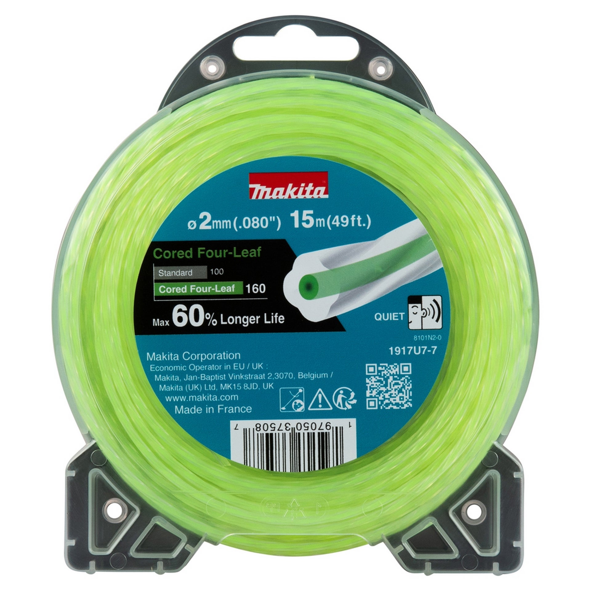 Makita Viersträngige Nylonschnur 2,0 mm x 15 m, grün #1917U7-7