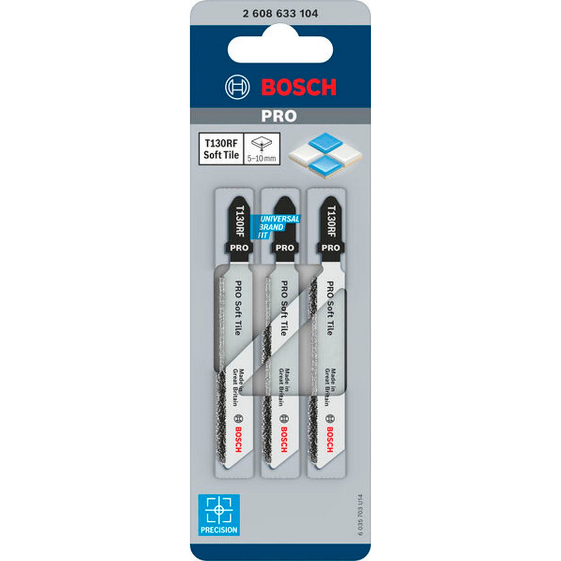 Bosch PRO Soft Tile T130RF Stichsägeblatt, 83 mm, 3-tlg. #2608633104