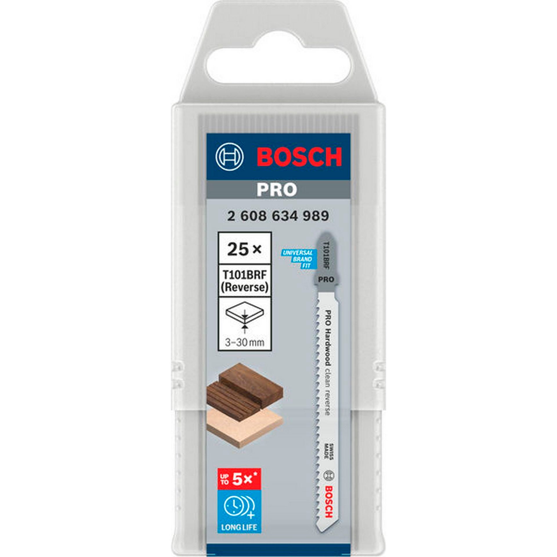 Bosch PRO Hardwood clean reverse T101BRF Stichsägeblatt, 100 mm, 25-tlg. #2608634989
