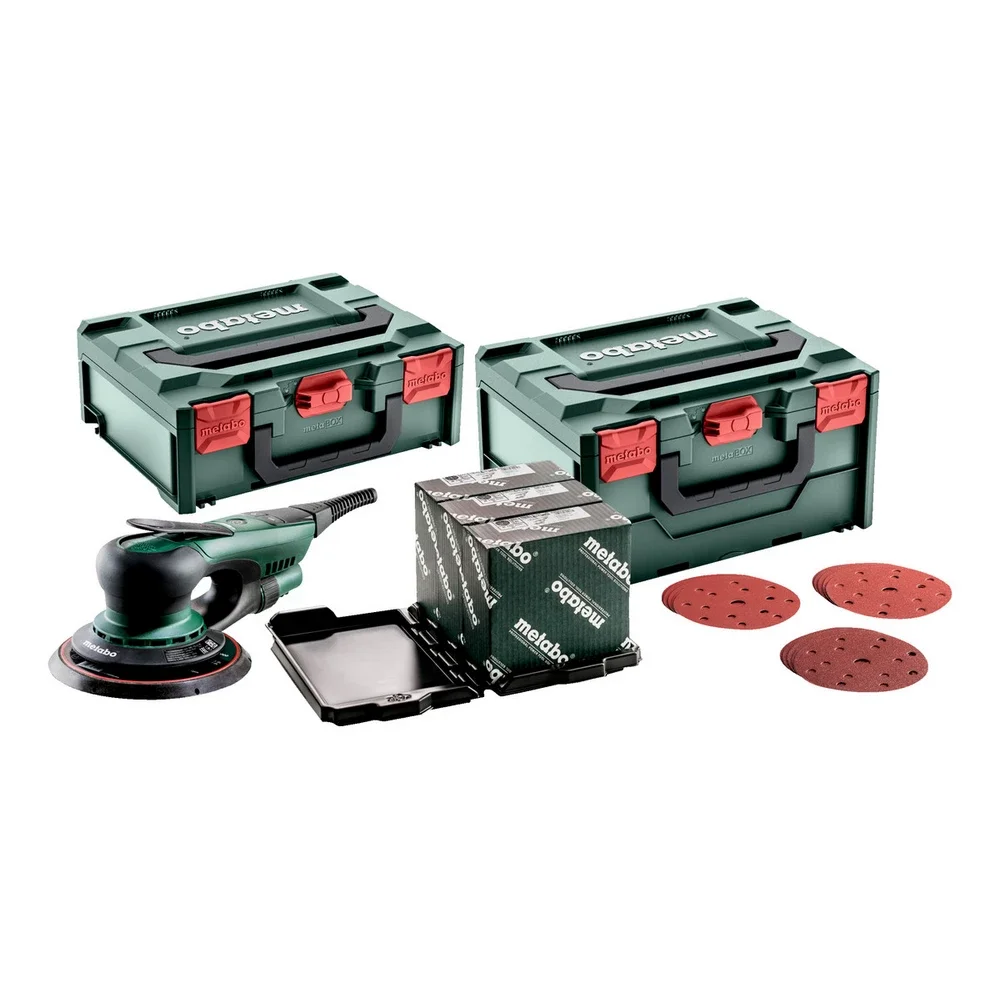 Metabo Exzenterschleifer SXE 150-2.5 BL Set #691037000 mit metaBOX Schleifmittel-Set "multi-hole", 1