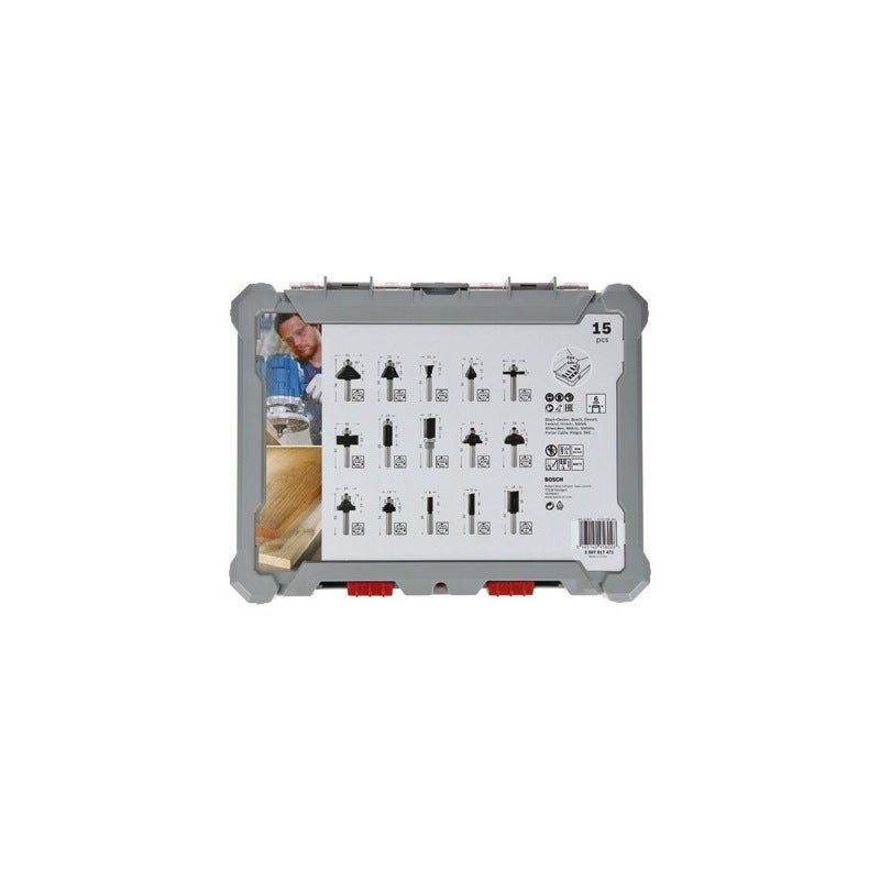 Bosch PRO Fräser-Set, gemischt, Schaft 6 mm, 15-tlg. #2607017471