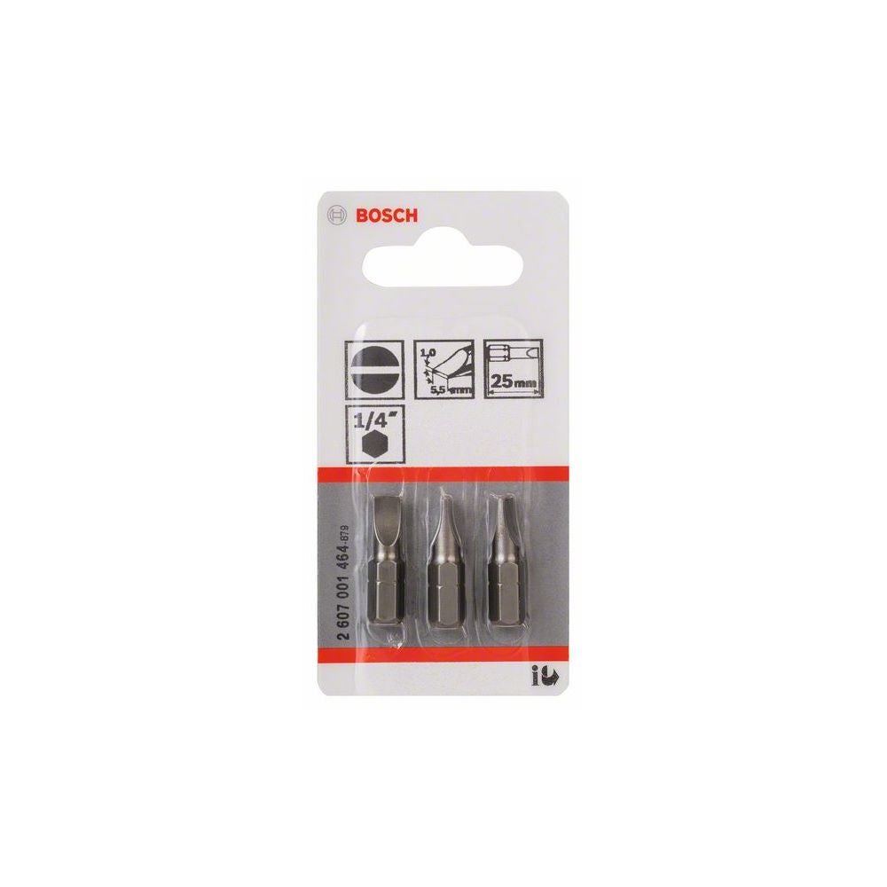 Bosch Schrauberbit Extra-Hart S 1,0 x 5,5, 25 mm, 3er-Pack #2607001464
