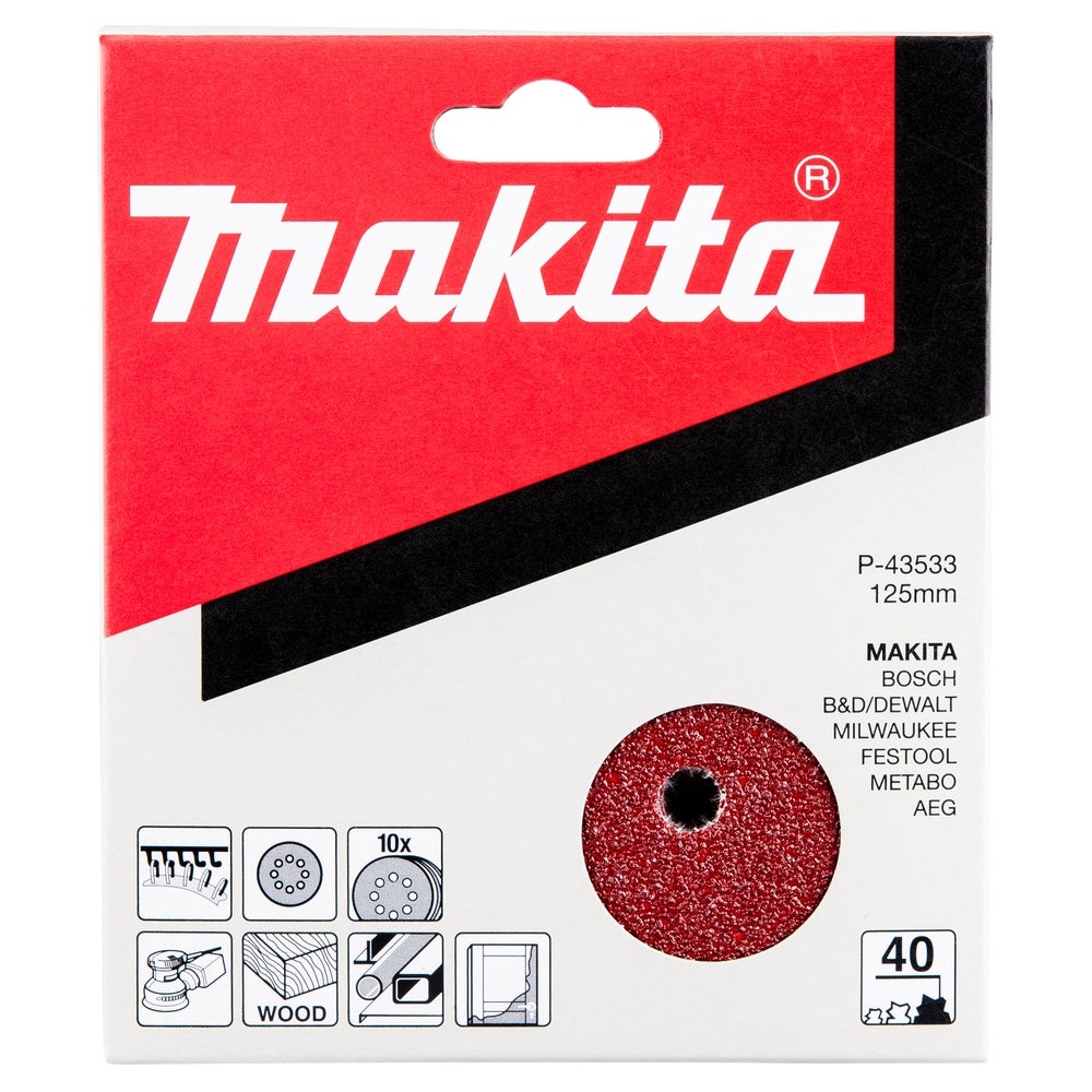 Makita Schleifpapier/Ø 125 mm/K40/10 Stk. #P-43533