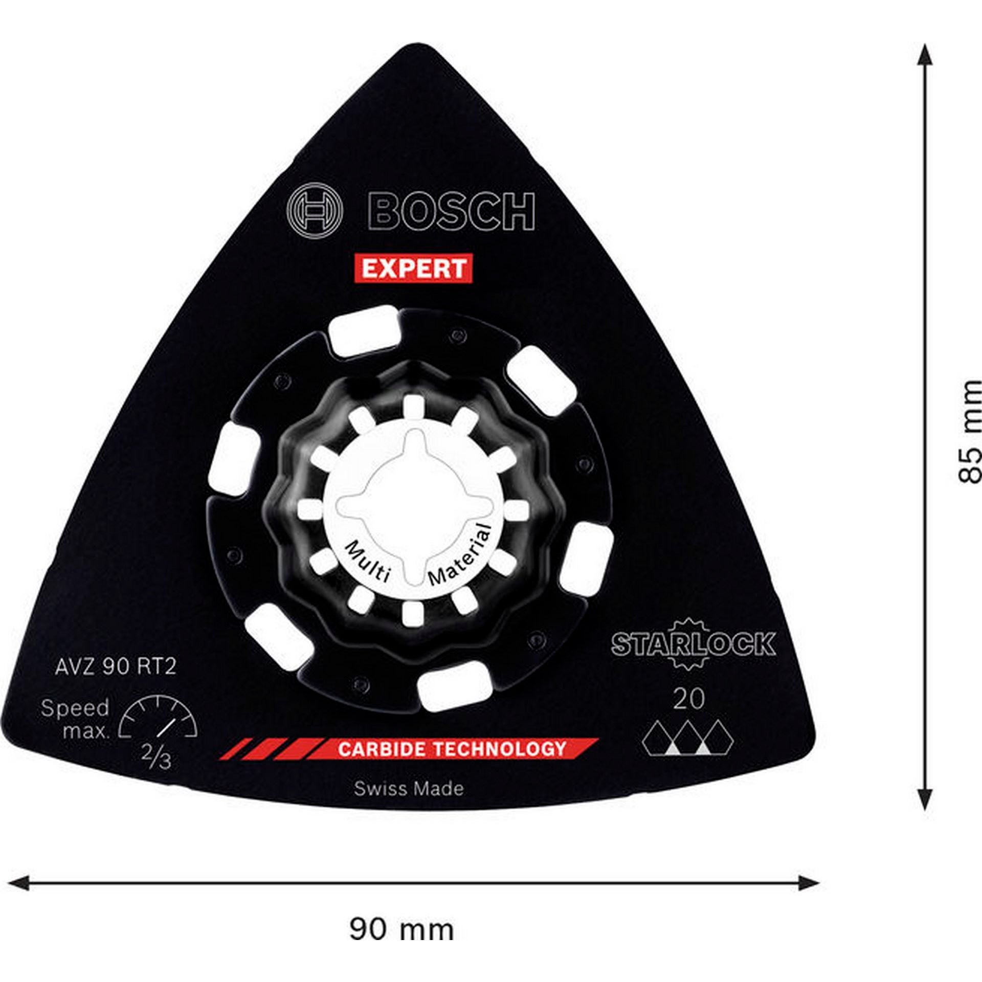 Bosch EXPERT AVZ 90 RT2 Schleifplatte für Multifunktionswerkzeuge, 90 mm, 10-tlg. #2608900046
