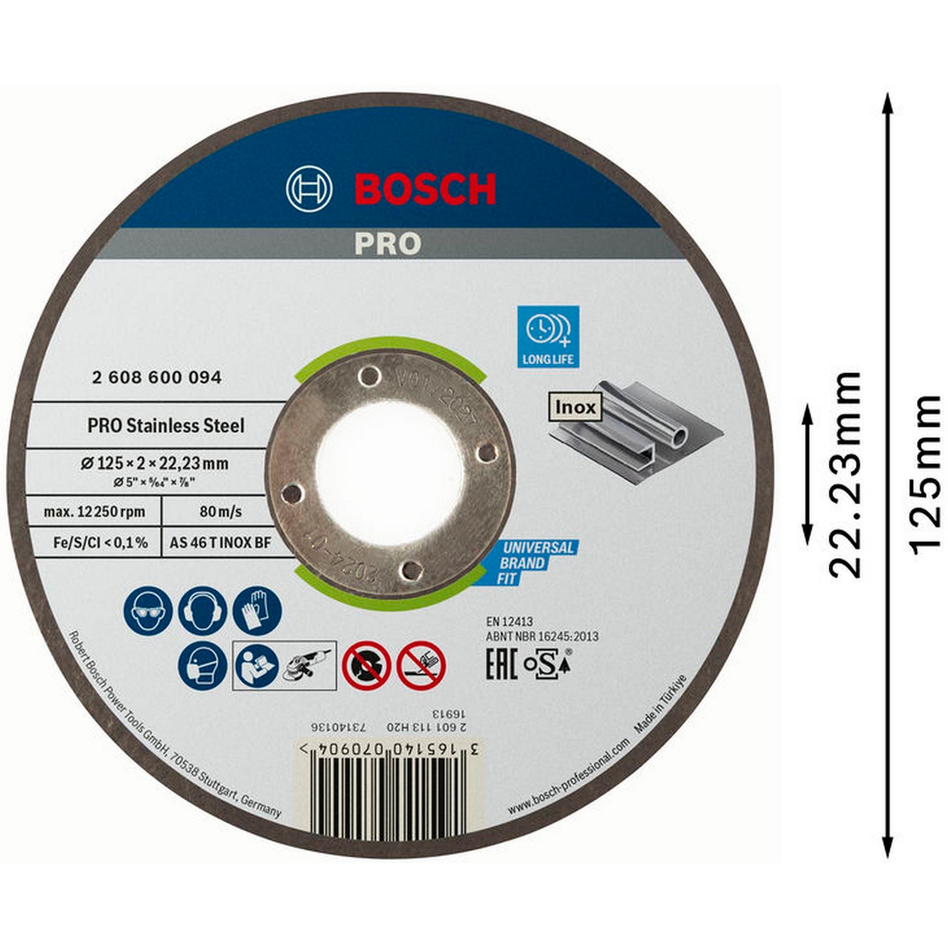 Bosch PRO Stainless Steel Trennscheibe, 125 x 2 x 22,23 mm #2608600094