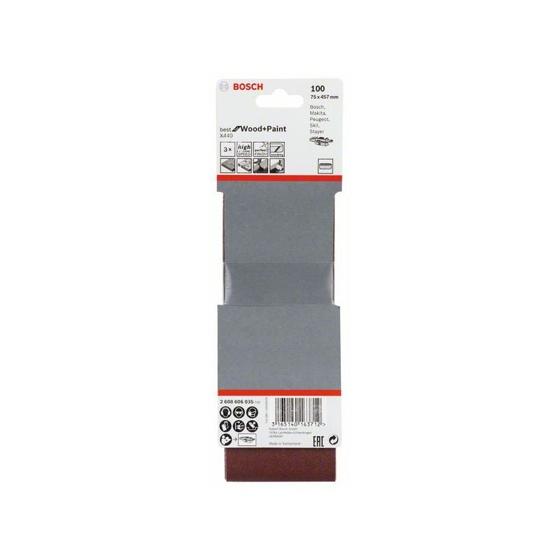 Bosch PRO X440 Schleifband, 75 x 457 mm, G100, 3-tlg. #2608606035