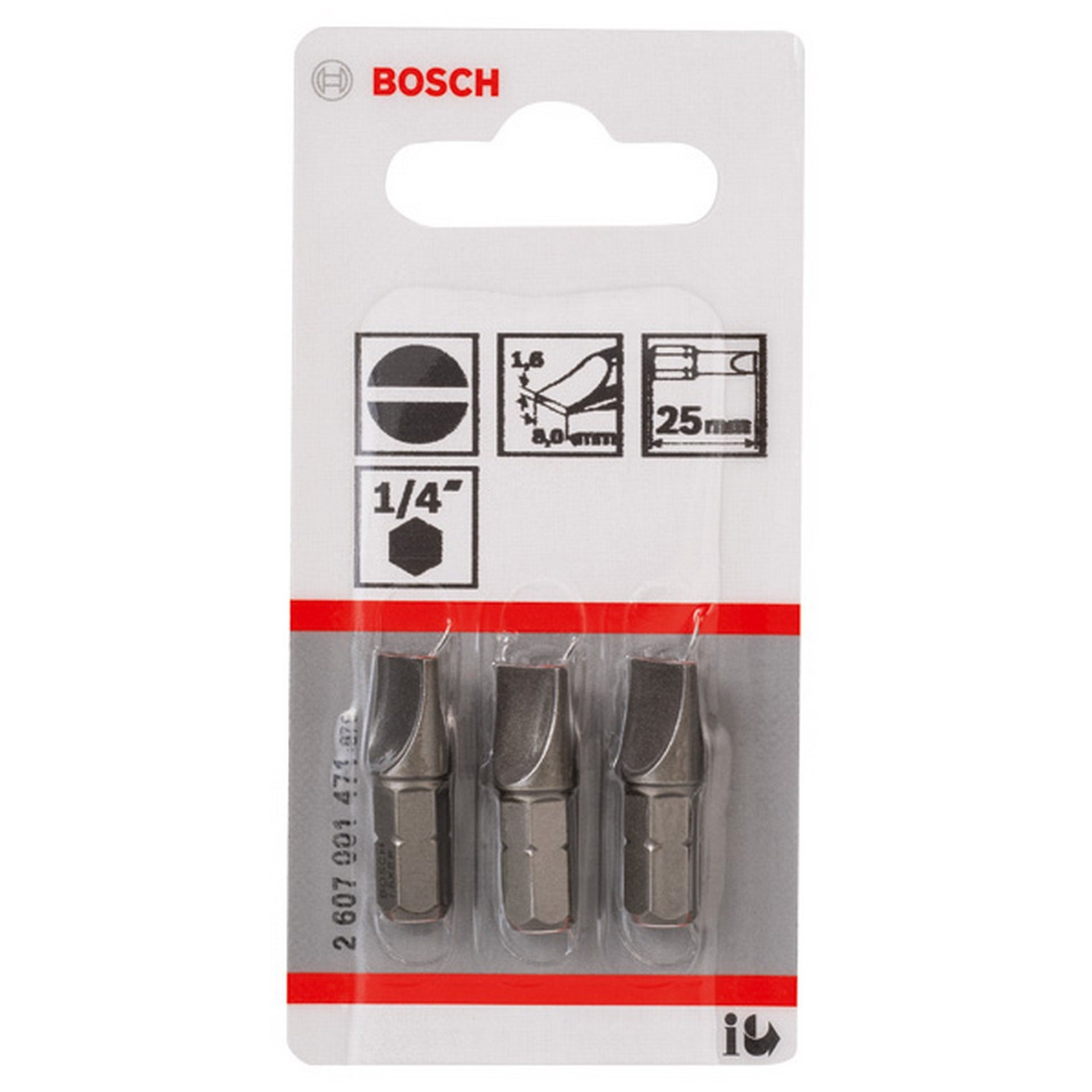 Bosch Schrauberbit Extra-Hart S 1,6 x 8,0, 25 mm, 3er-Pack #2607001471