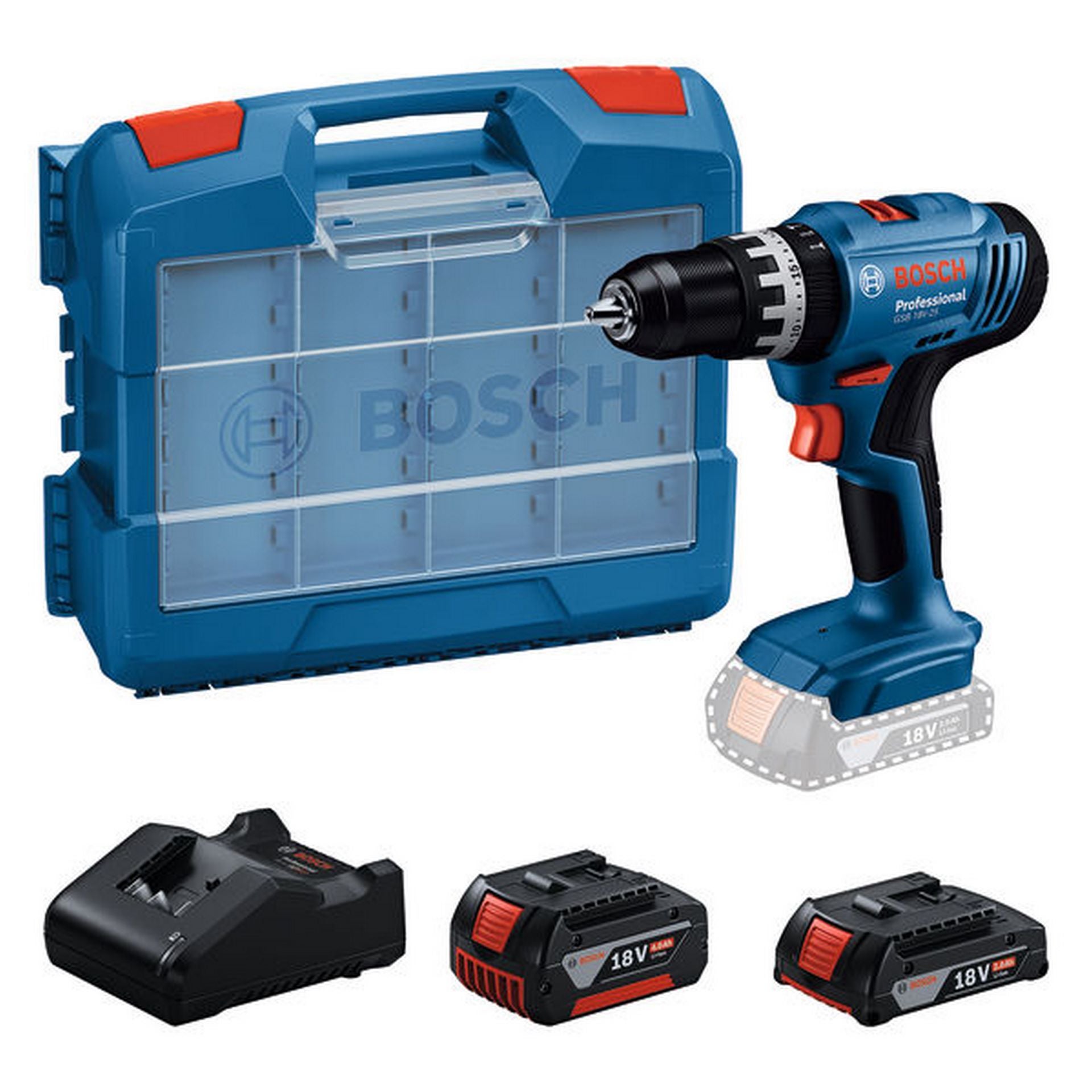 Bosch Akku-Schlagbohrschrauber GSB 18V-25,2xGBA 18V (4.0Ah+2.0Ah), L-Case Pick & Click #06019K9307
