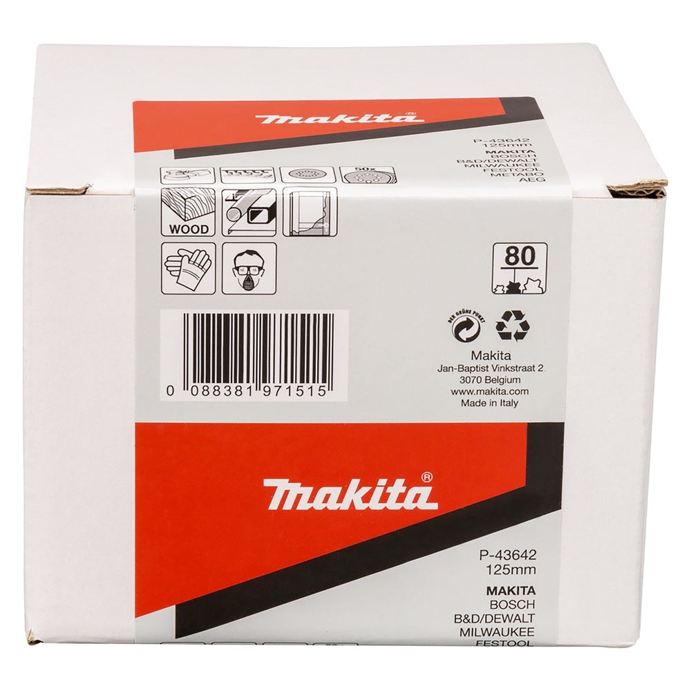 Makita Schleifpapier/Ø 125 mm/K80/50 Stk. #P-43642