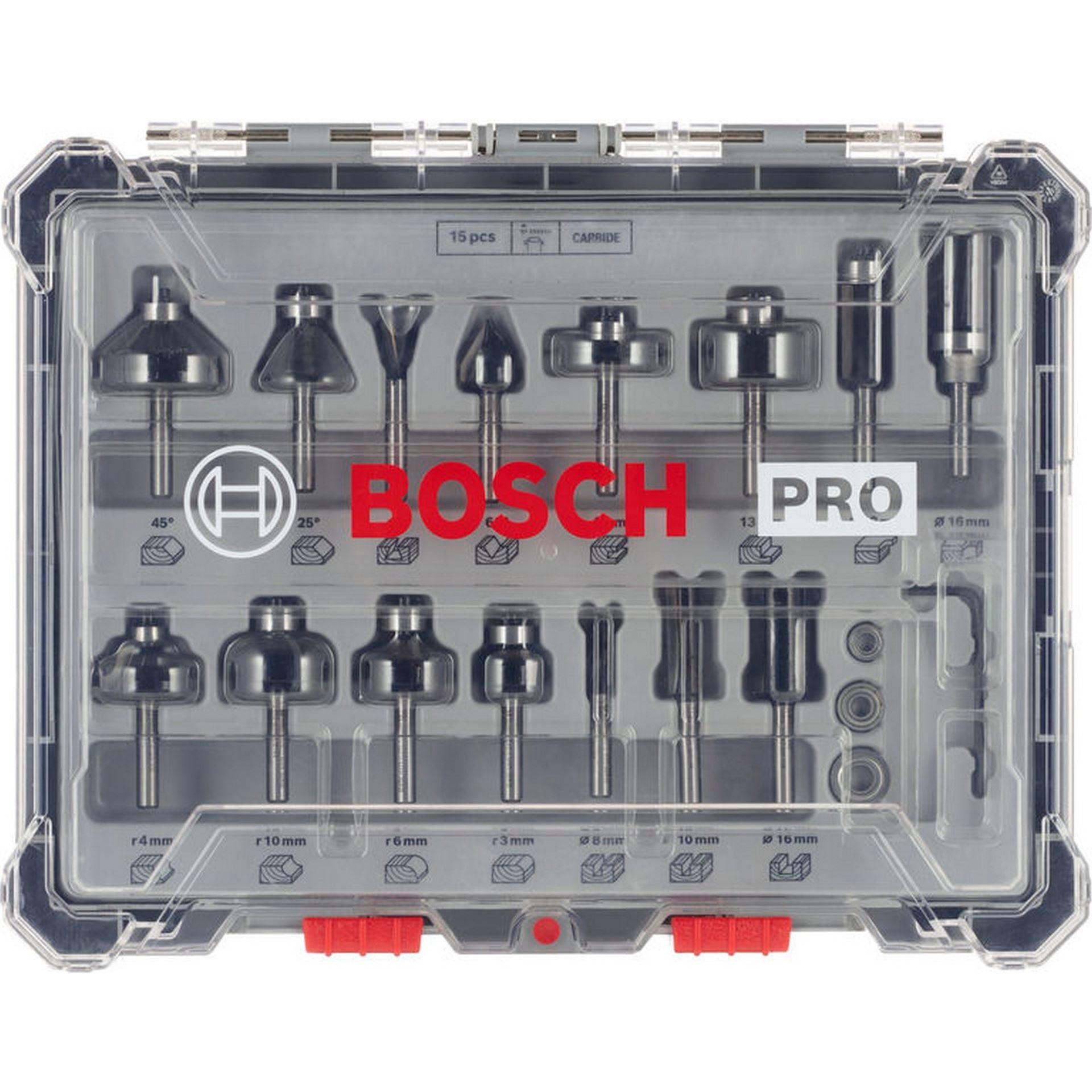 Bosch PRO Fräser-Set, gemischt, Schaft 6 mm, 15-tlg. #2607017471