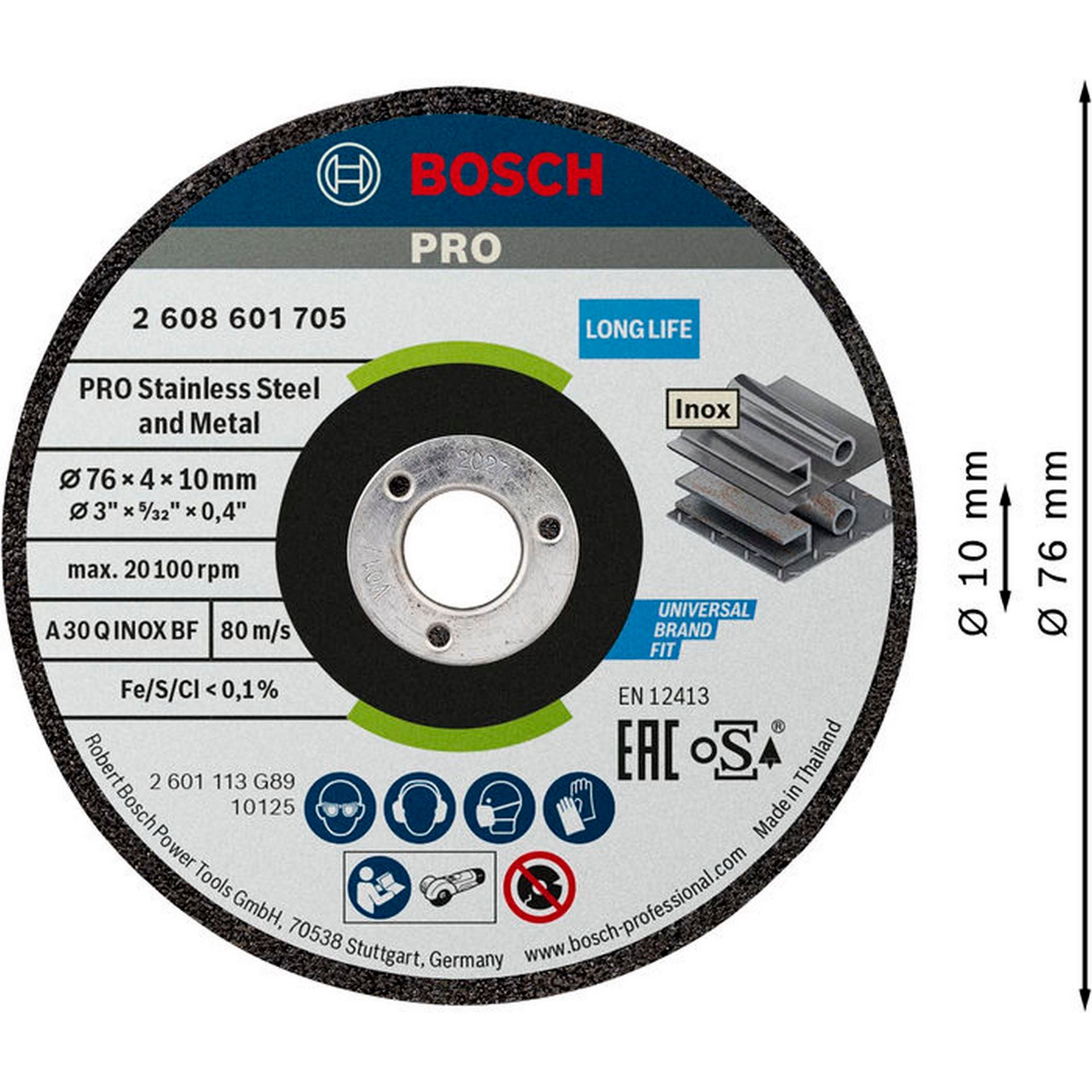 Bosch PRO Stainless Steel and Metal Schleifscheibe, 76 x 4 x 10 mm #2608601705