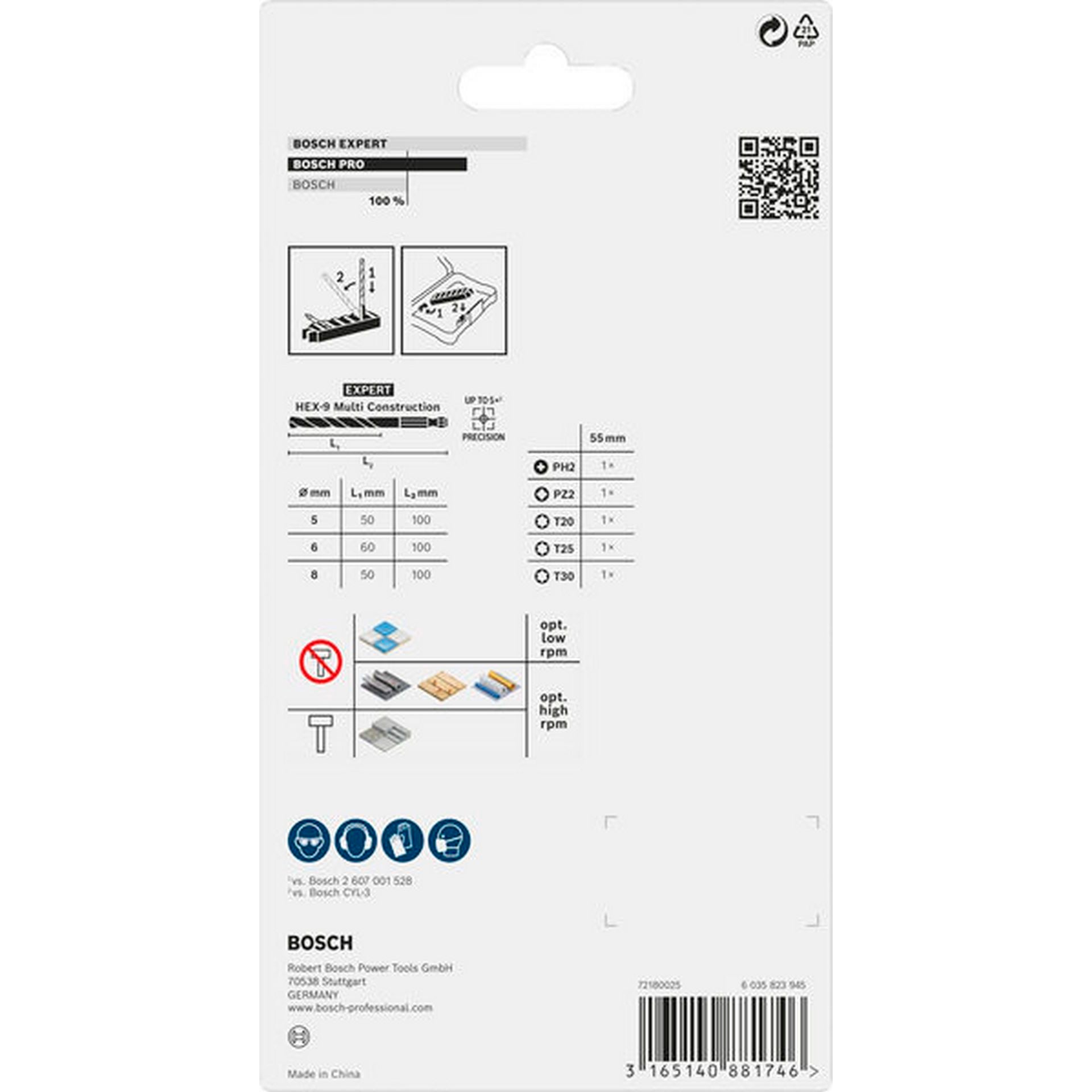 Bosch PRO Impact Set mit Multi Constr. Bohrer, PH2/PZ2/T20/T25/T30, MC 5/6/8, 8-tlg. #2608577144