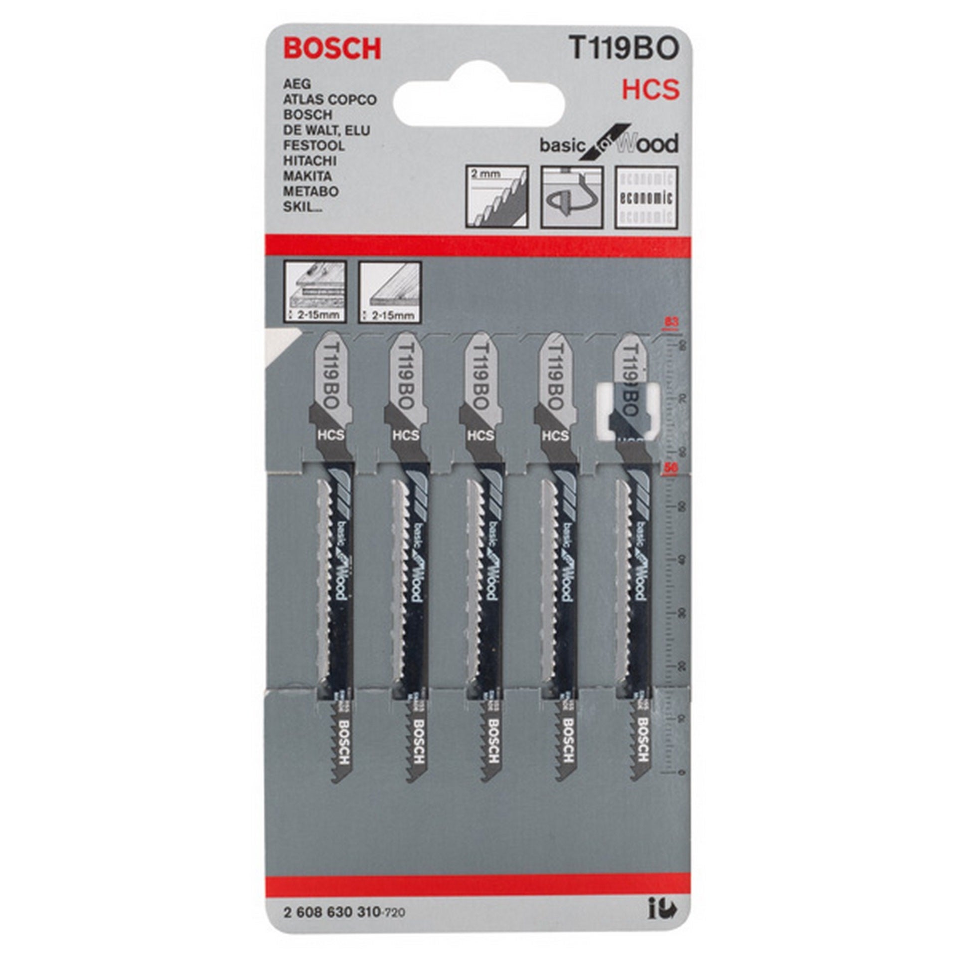 Bosch Stichsägeblatt T 119 BO Basic for Wood, 5er-Pack #2608630310