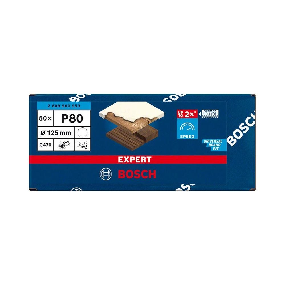 Bosch EXPERT C470 Schleifblatt, 125mm, K80, keine Löcher, 50-tlg. #2608900953