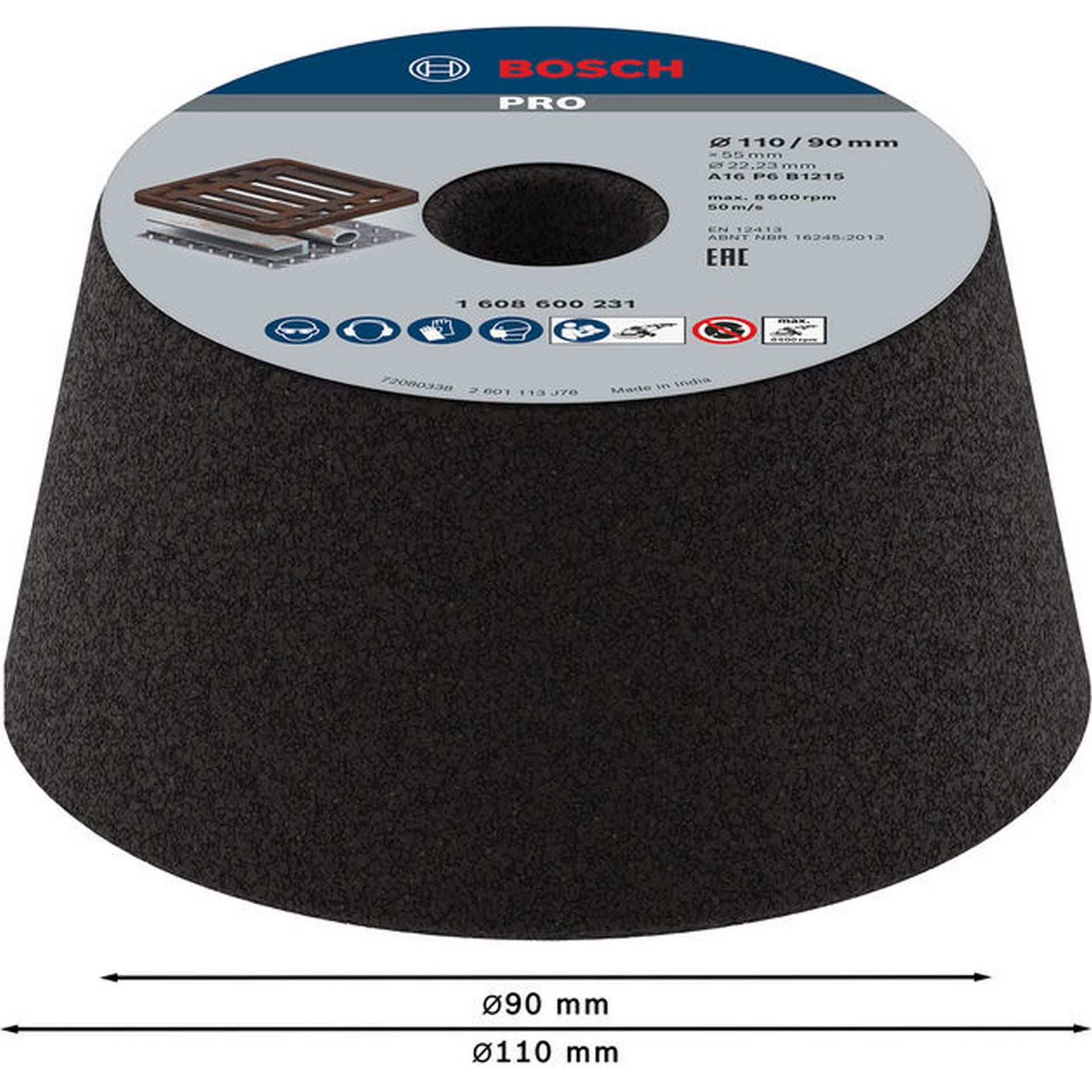 Bosch PRO Metal Konischer Schleiftopf, 90 x 110 x 55 mm, K16 #1608600231