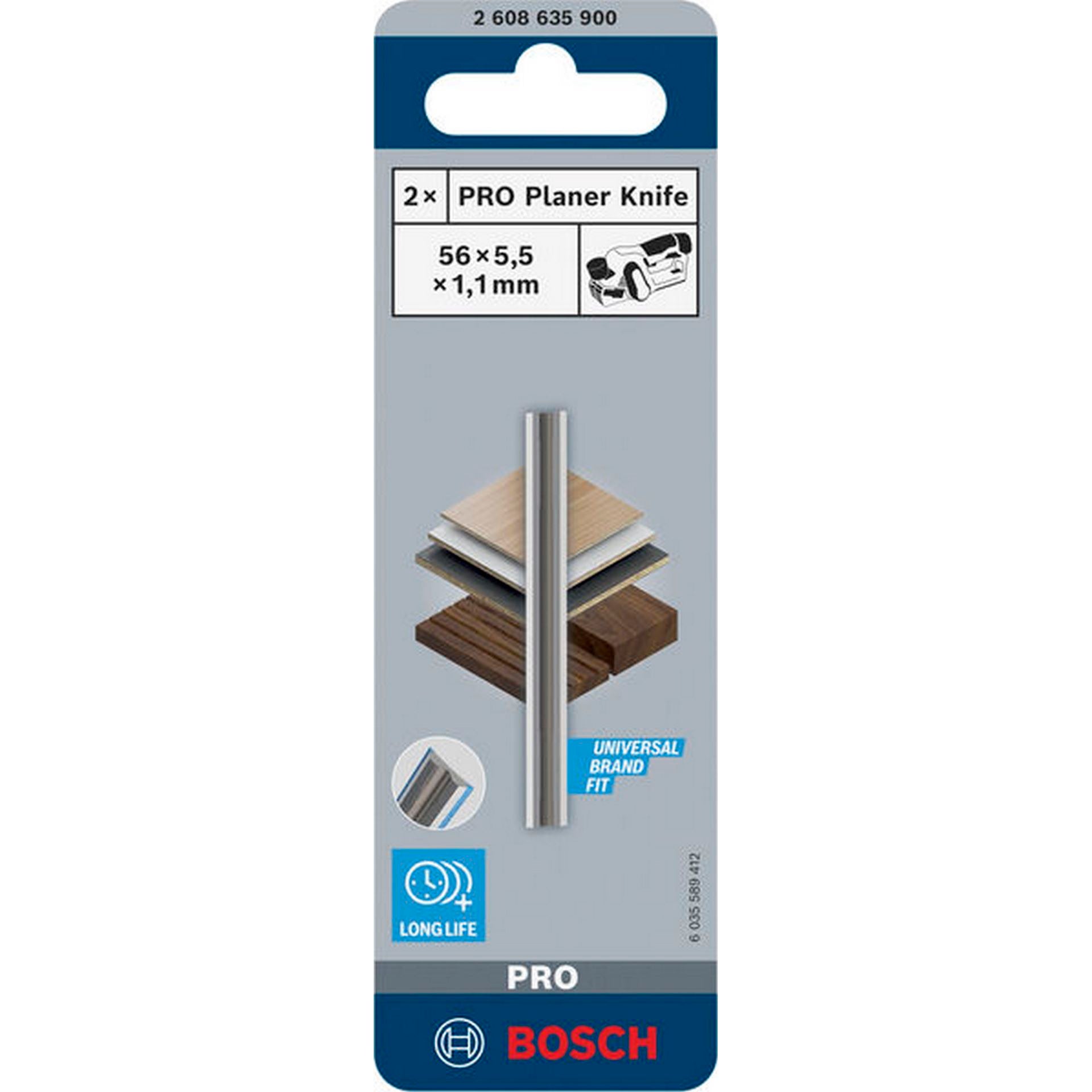 Bosch PRO Hobelmesser, 56 x 5,5 x 1,1 mm, 2 Stk #2608635900