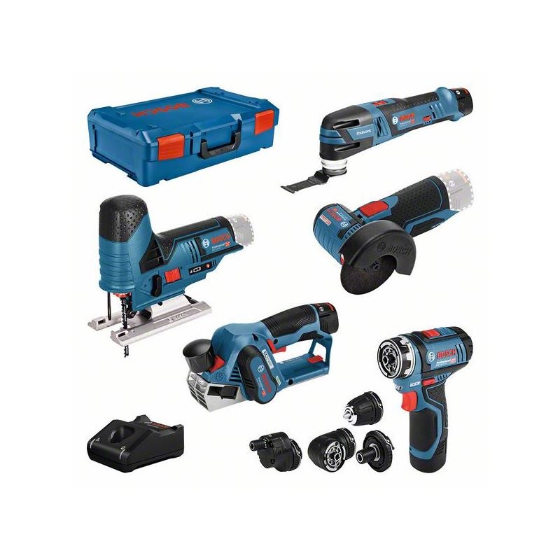 Bosch Combo Kit Set mit 5 12V-Werkzeugen: GSR (FC)+GOP+GHO+GWS+GST+3x GBA+GAL+XL-BOXX #0615A0017D