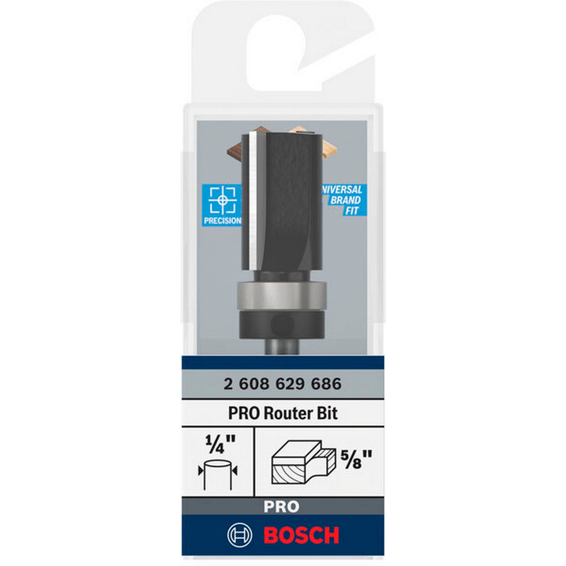 Bosch PRO Bündigfräser mit oberen Kugellager, D 5/8\", L 1\", S 1/4\" #2608629686