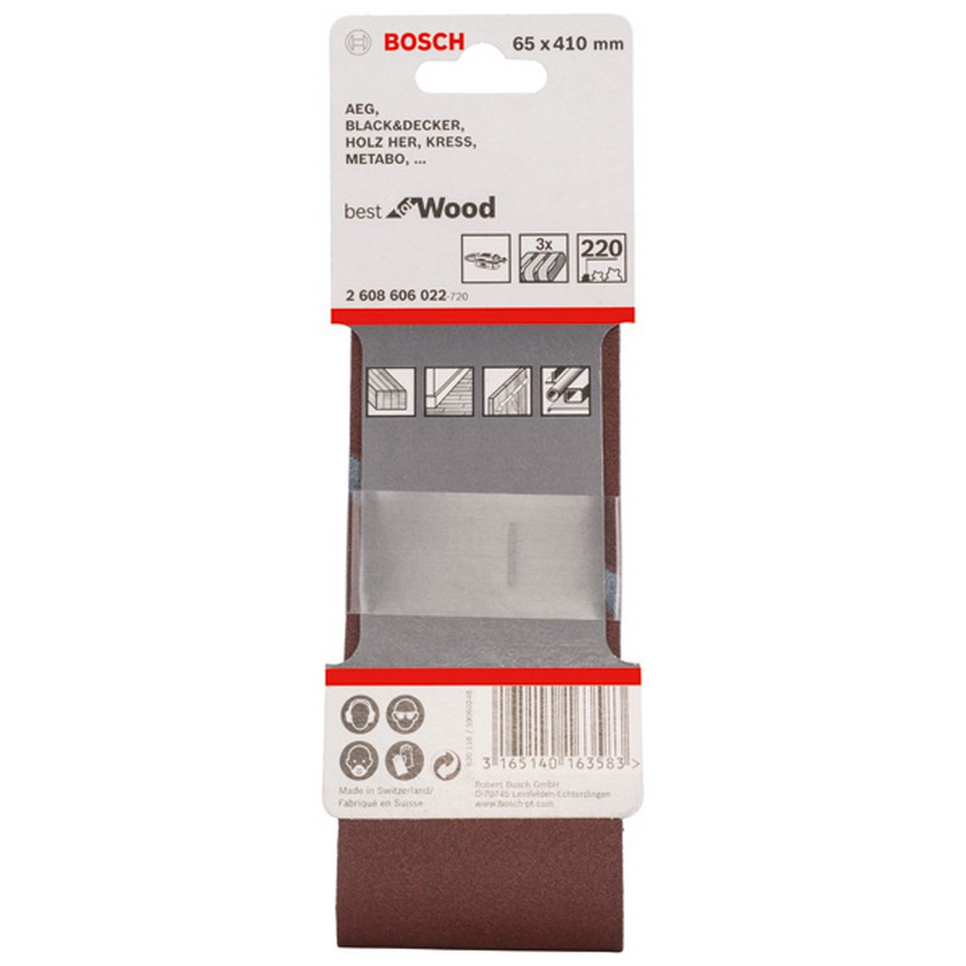 Bosch PRO X440 Schleifband, 65 x 410 mm, G220, 3-tlg. #2608606022
