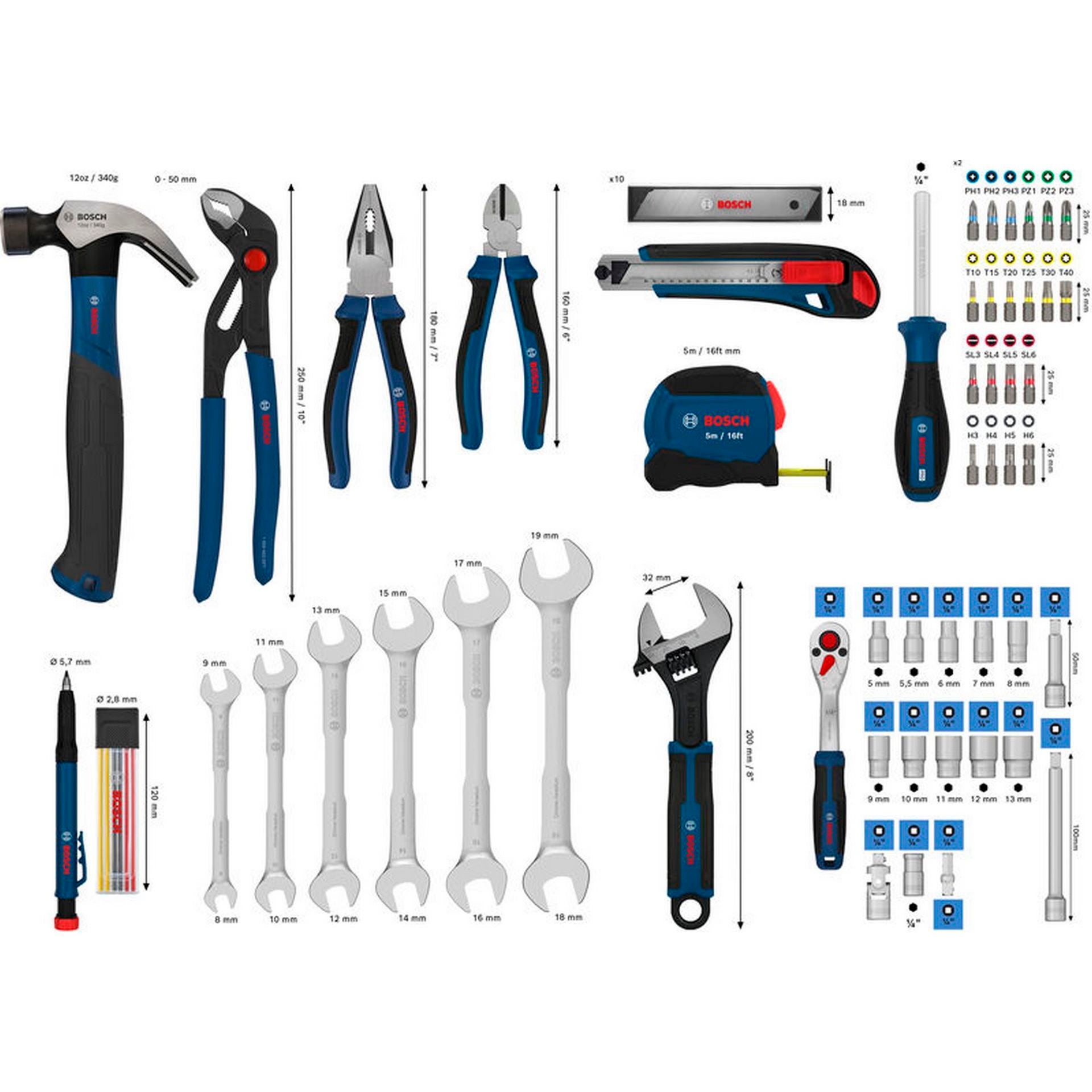 Bosch Gemischtes Handwerkzeug-Set, 89-tlg. #1600A03AL2