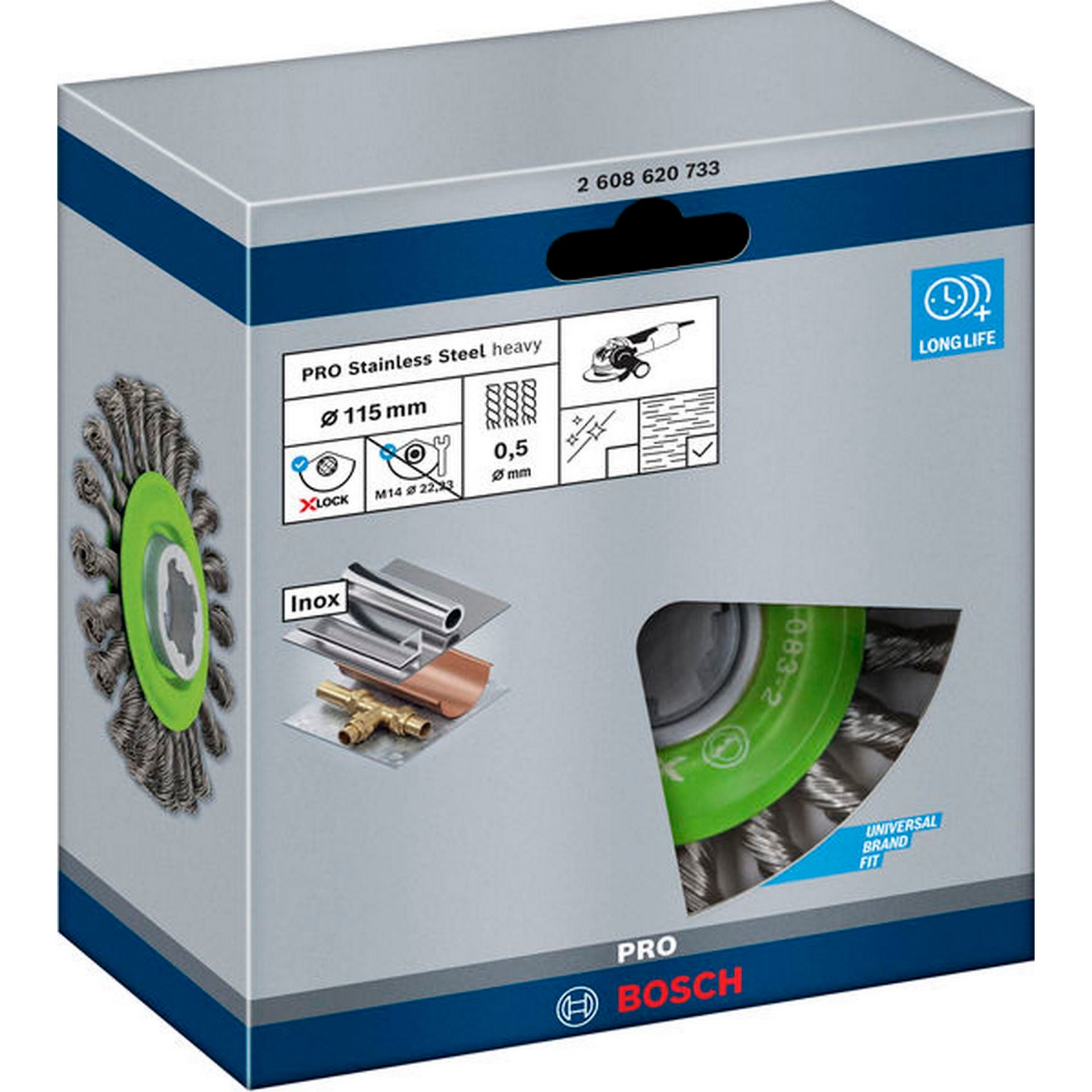 Bosch PRO Stainless Steel heavy X-Lock Scheibenbürste, 115 x 0,5 mm #2608620733