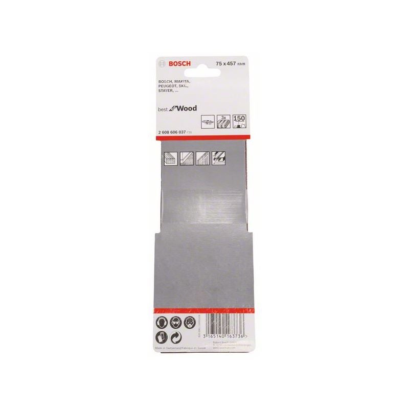 Bosch PRO X440 Schleifband, 75 x 457 mm, G150, 3-tlg. #2608606037