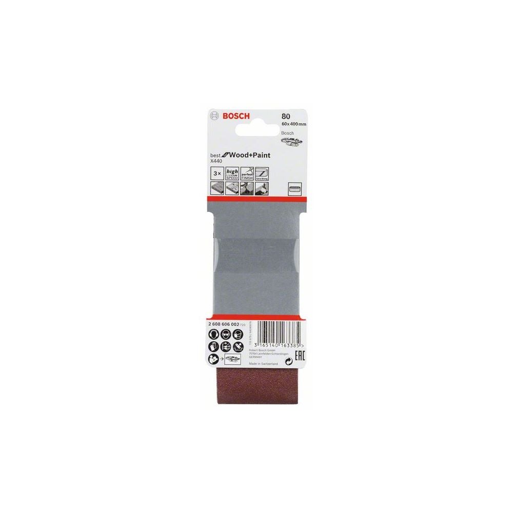 Bosch PRO X440 Schleifband, 60 x 400 mm, 80, 3-tlg. #2608606002