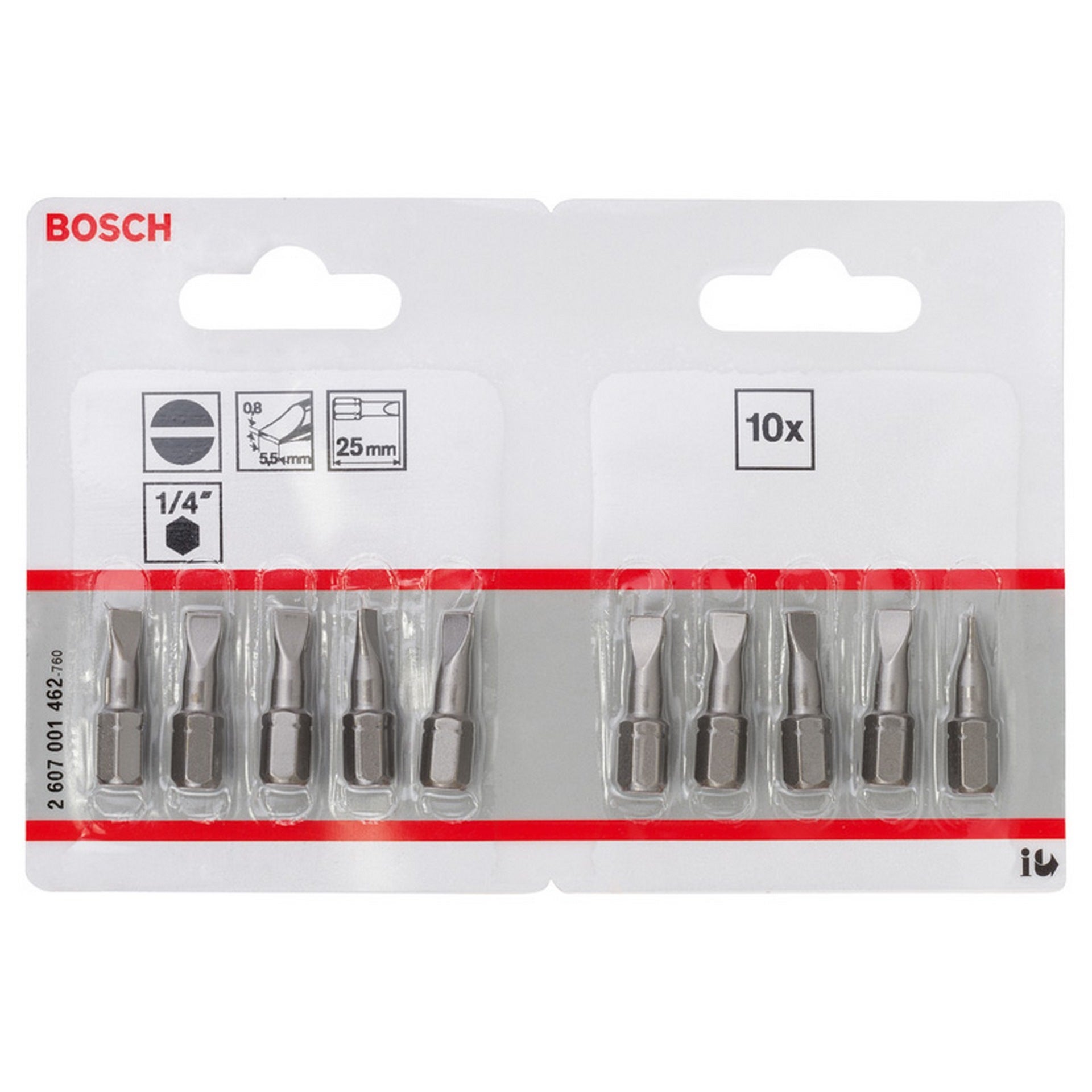 Bosch Schrauberbit Extra-Hart S 0,8 x 5,5, 25 mm, 10er-Pack #2607001462