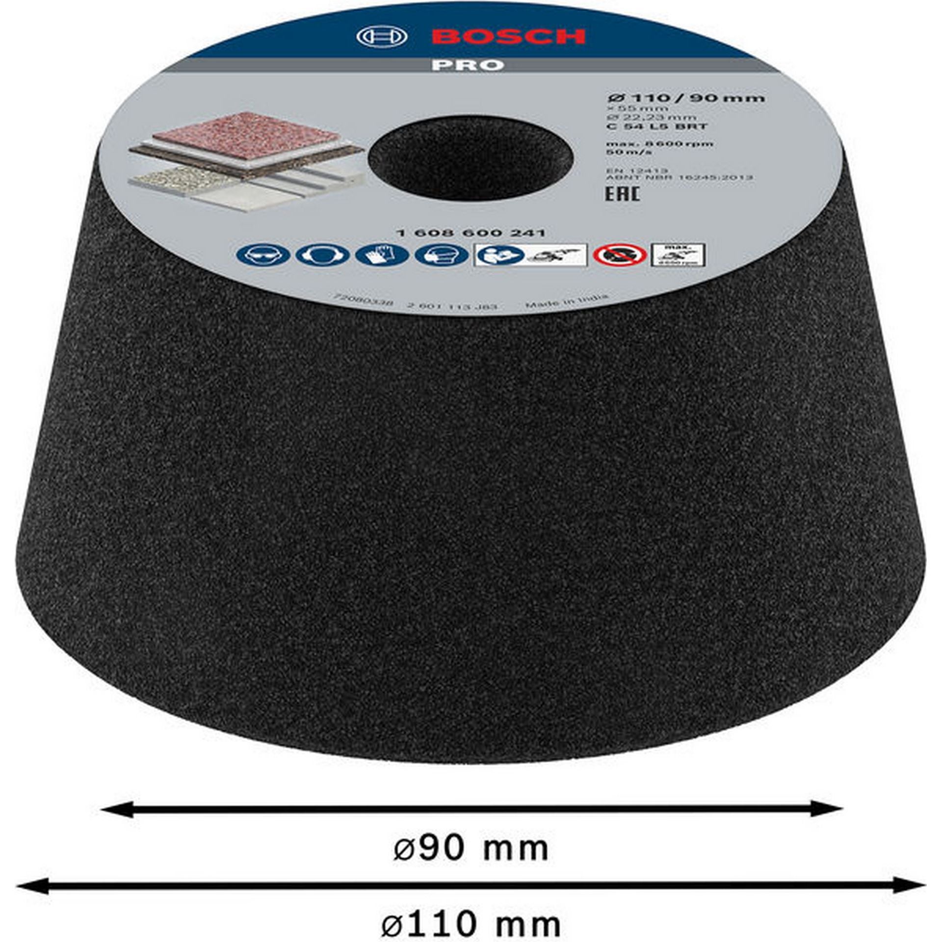 Bosch PRO Stone Konischer Schleiftopf, 90 x 110 x 55 mm, K54 #1608600241