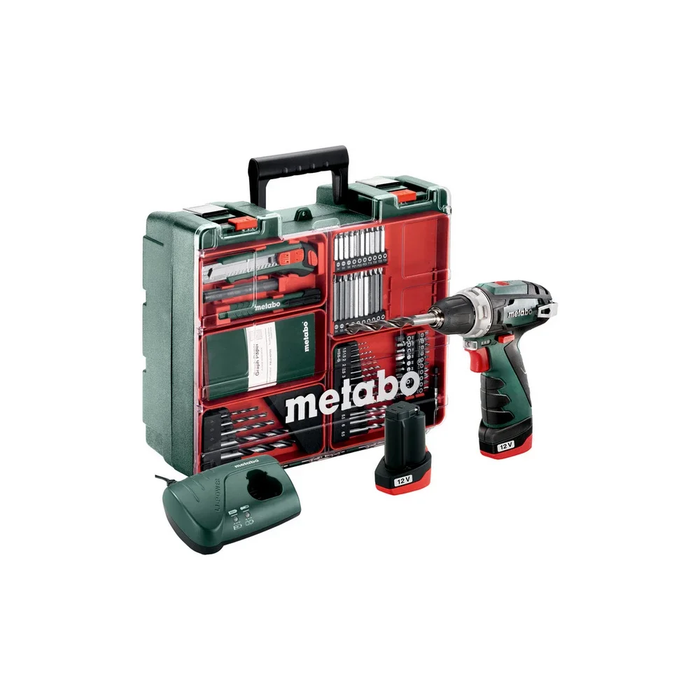 Metabo Akku-Bohrschrauber PowerMaxx BS Basic Set #600080880 Mobile Werkstatt