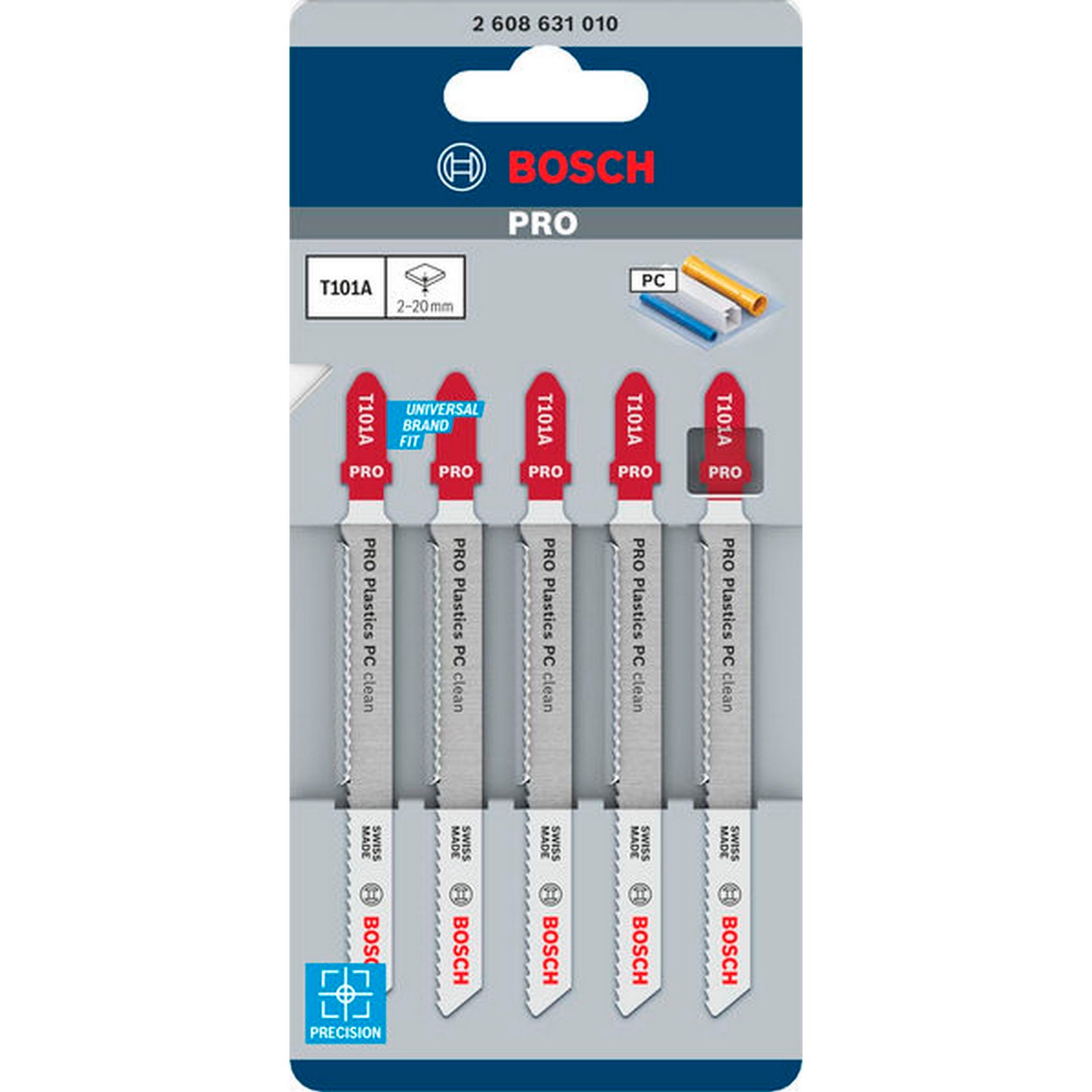 Bosch PRO Plastics PC clean T101A Stichsägeblatt, 100 mm, 5-tlg. #2608631010