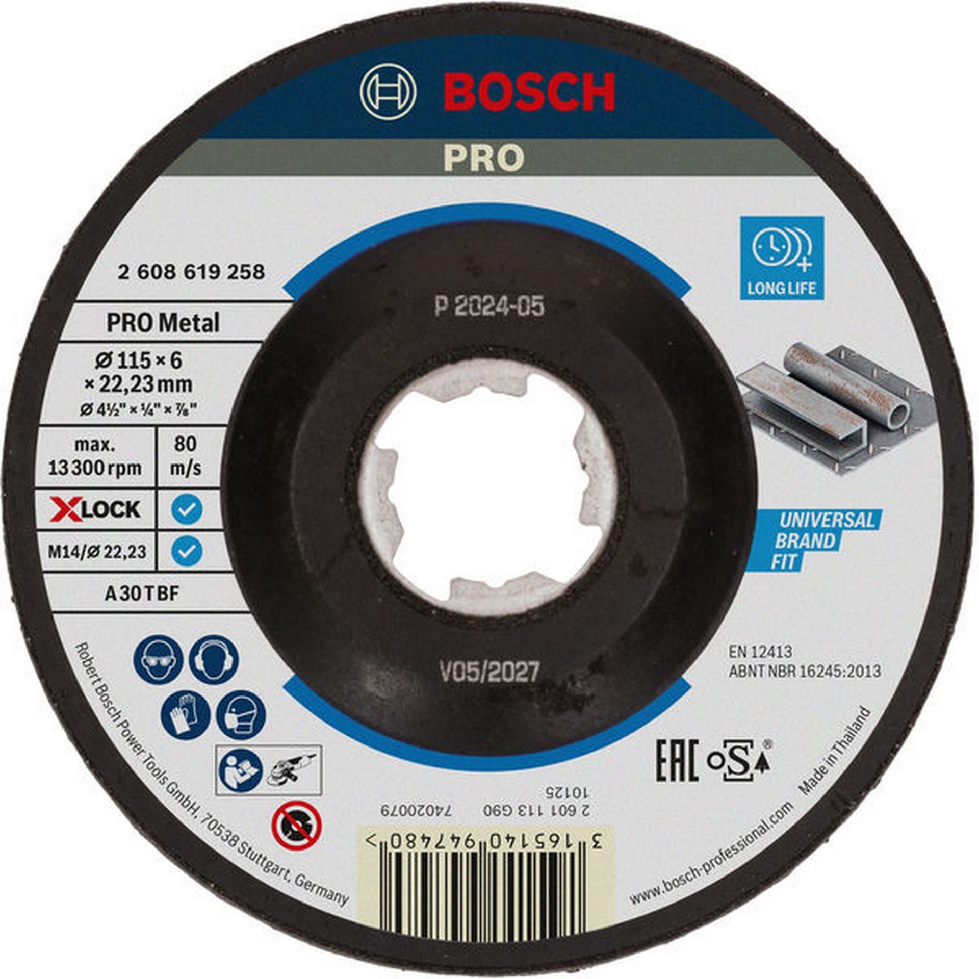 Bosch PRO Metal X-Lock Schleifscheibe, 115 x 6 x 22.23 mm, oSa #2608619258