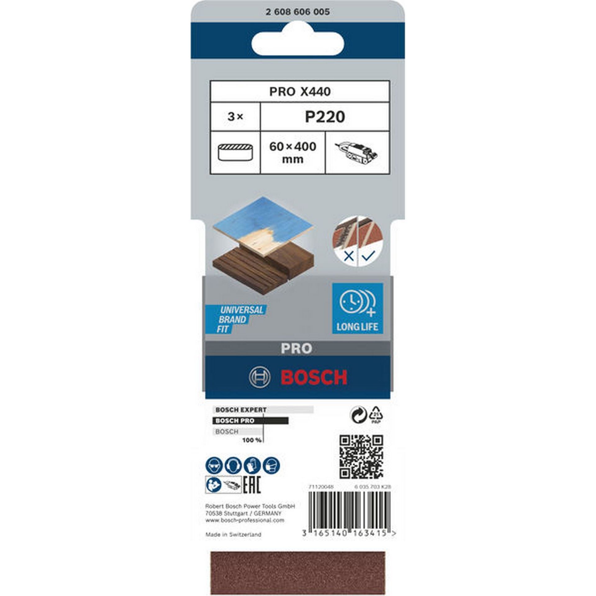 Bosch PRO X440 Schleifband, 60 x 400 mm, G240, 3-tlg. #2608606005