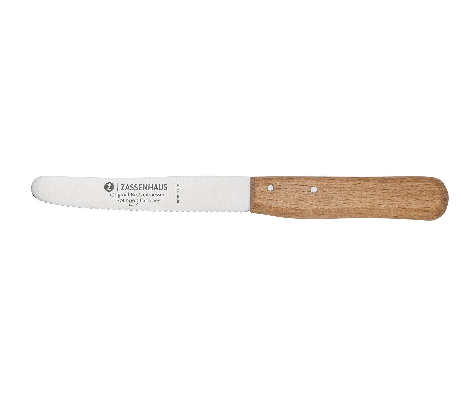 Brotzeitmesser mit Wellenschliff, Buche Brotzeitmesser mit Wellenschliff, Buche