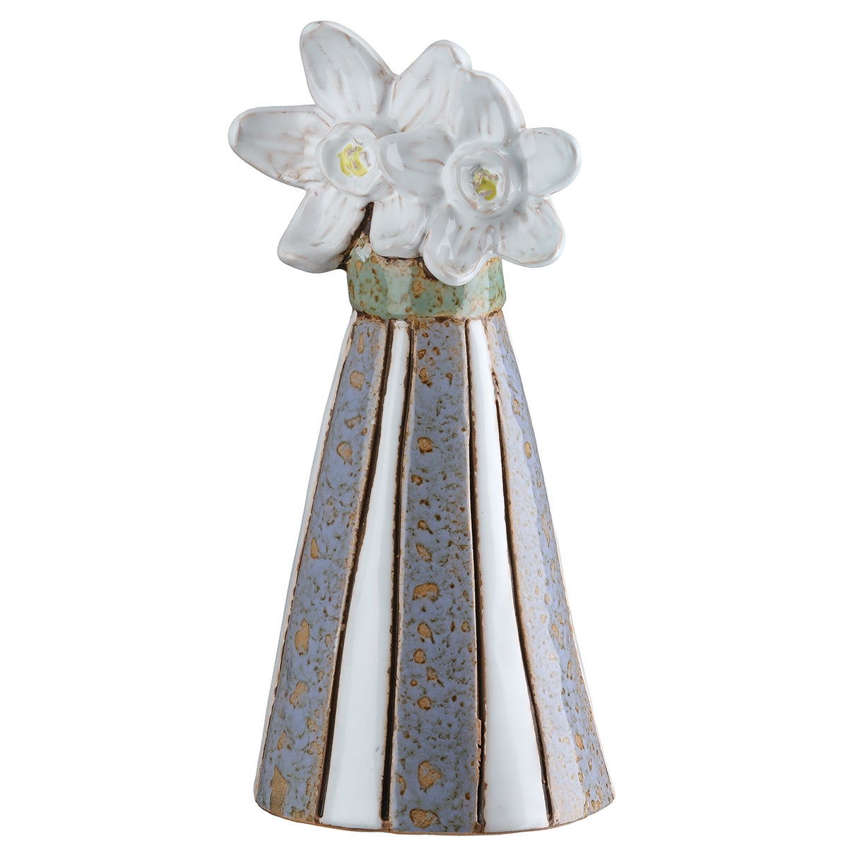 Zaunhocker "Flora - weiße Blüten" (Keramik)