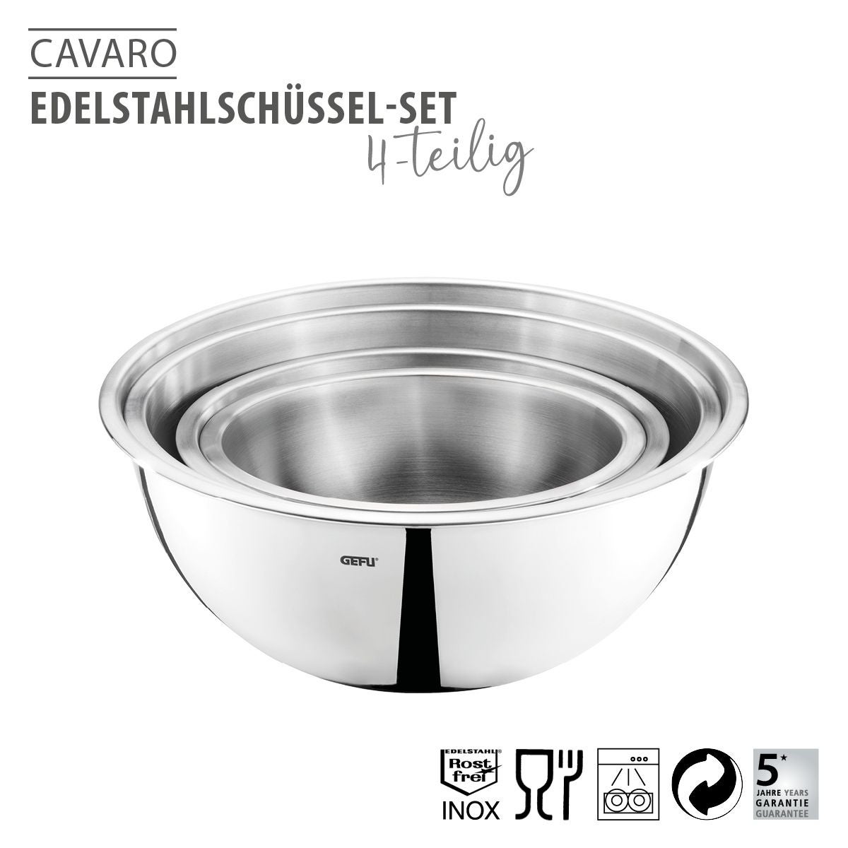 Edelstahlschüssel-Set CAVARO, 4-tlg.