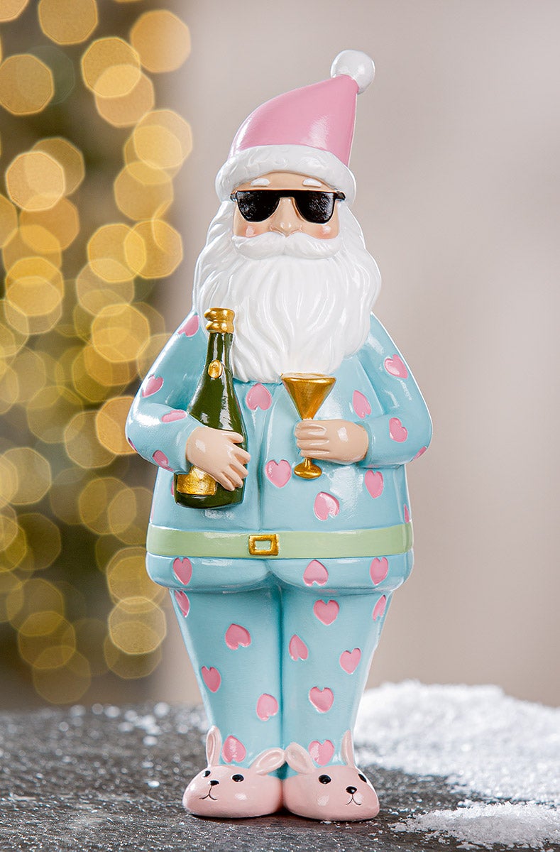 Figur "Santa Crazy Xmas" 22,5cm blau/rosa (Kunstharz)