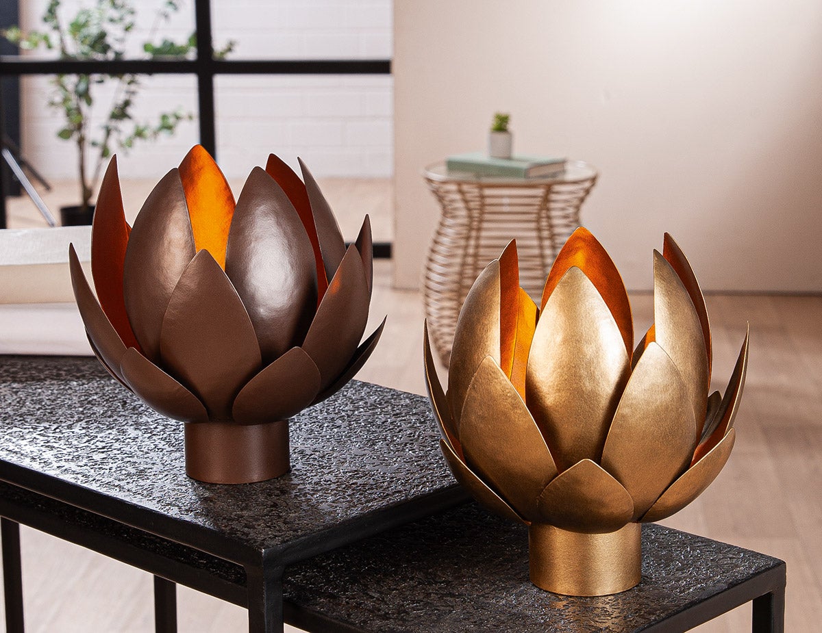 Windlicht "Lotis" 19cm Goldfarben (Metall)