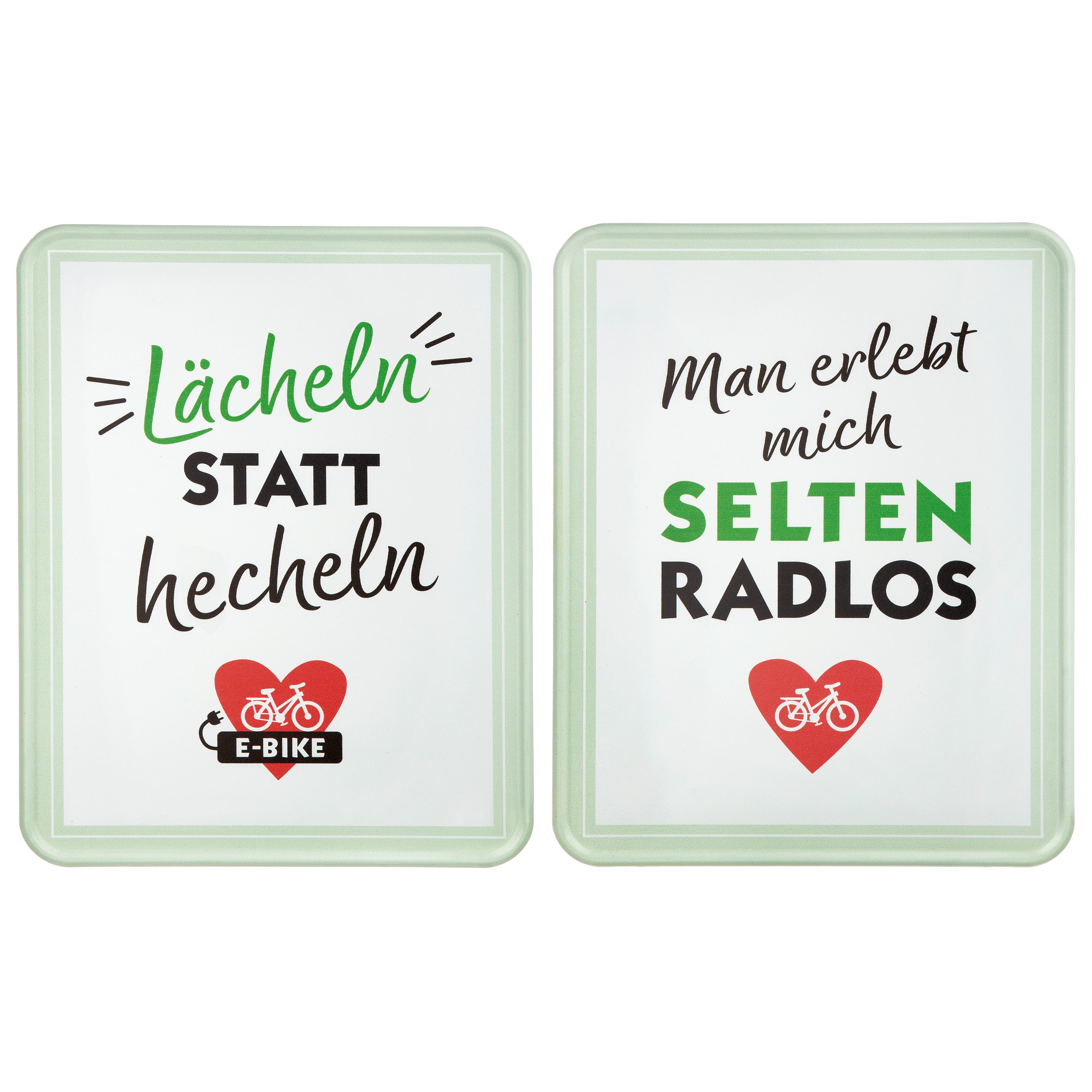 Schild "Fahrradliebe - Lächeln statt hecheln" (Metall)