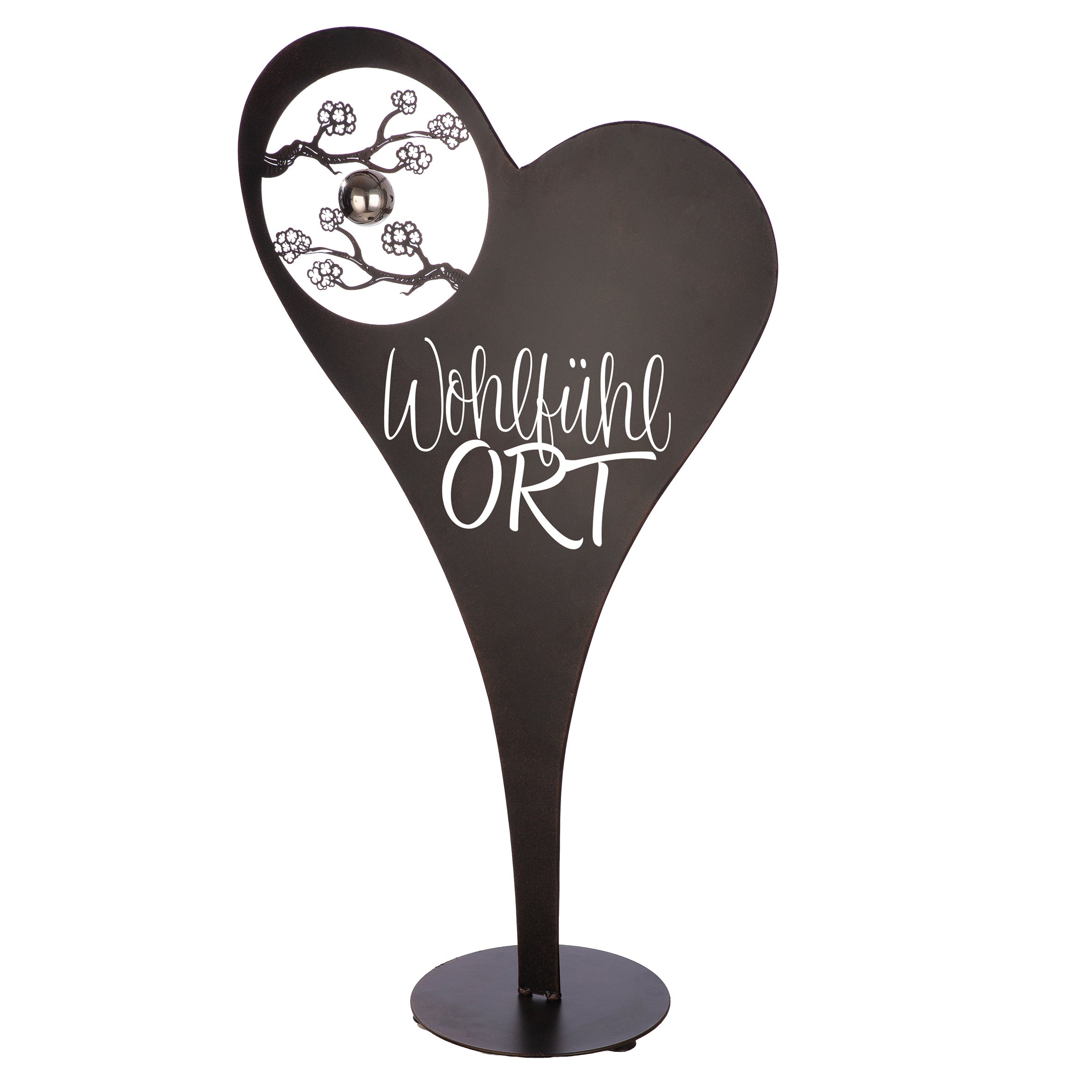 Standrelief 89cm Herz "Wohlfühlort" (Metall)