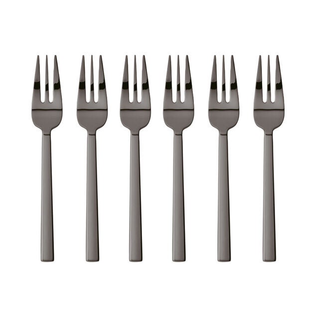 "Neutra 2Black" 6er-Set Kuchengabeln (Edelstahl/PVD)