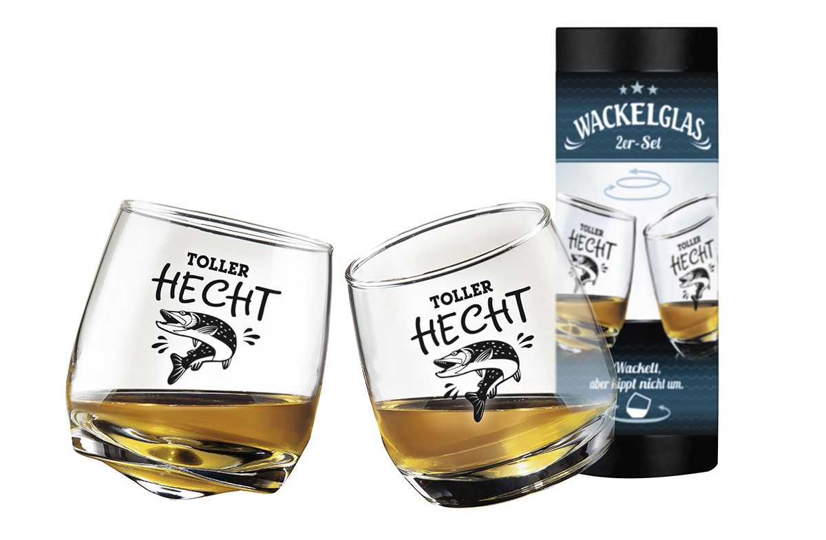 2er Set Wackelgläser "Toller HECHT"