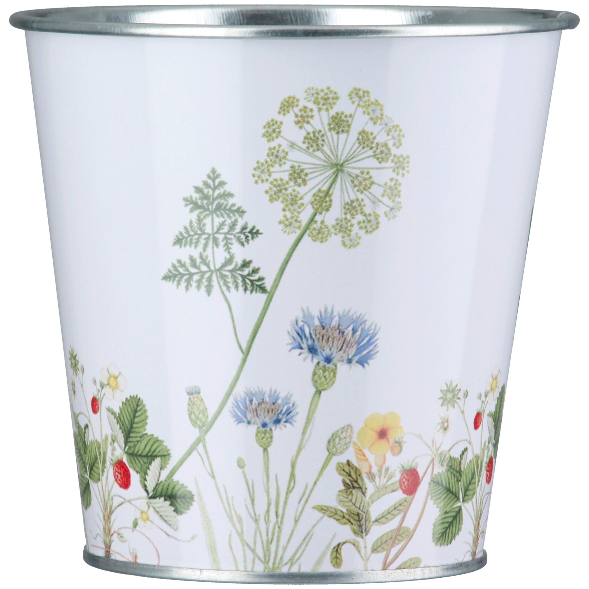 Übertopf 11cm "Wild Flowers" weiß (Eisen)