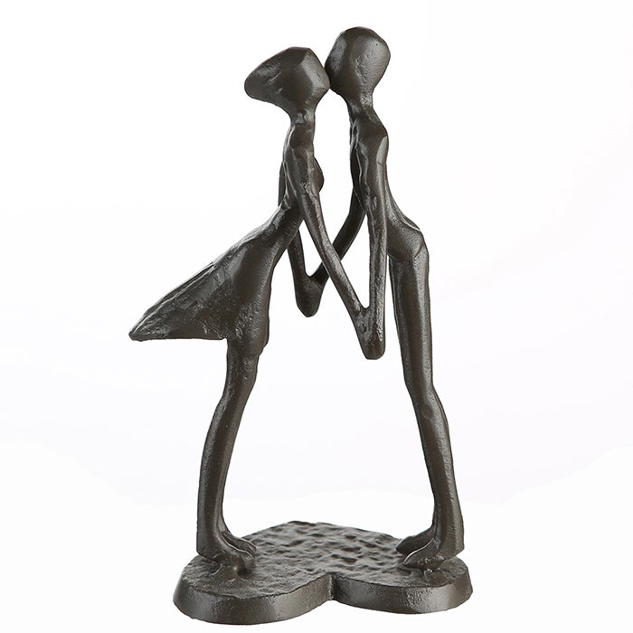 Skulptur Paar "Heartbeat" Herzmotiv (Bronzeoptik aus Eisen)