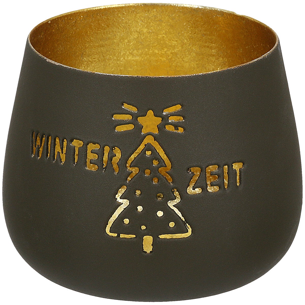 Windlicht "Winterzeit" grün/gold