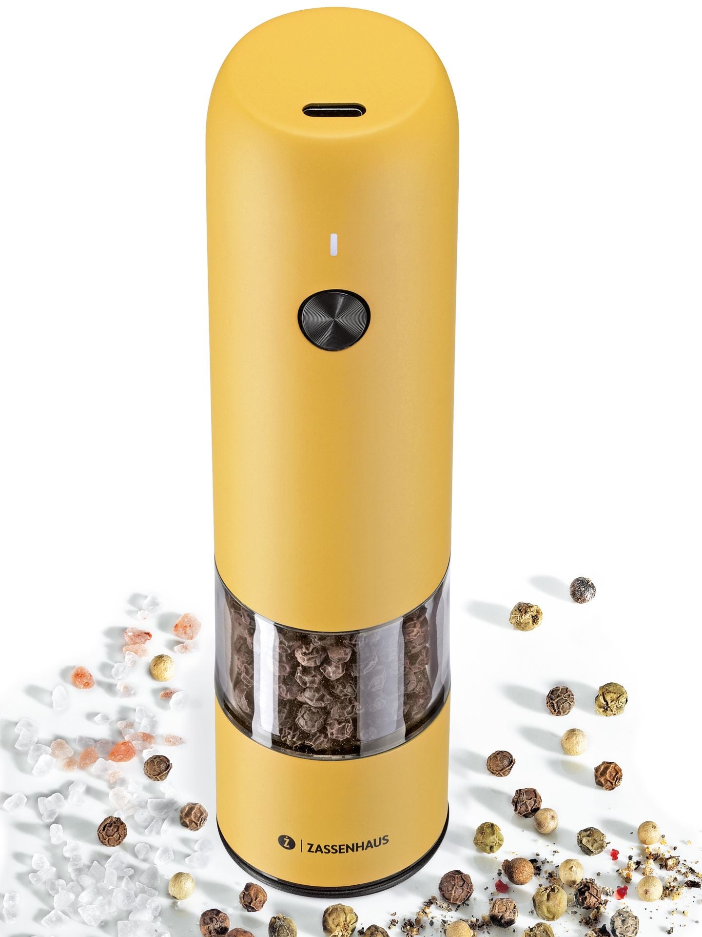 Pfeffermühle KÖLN USB elektrisch 14 cm gelb