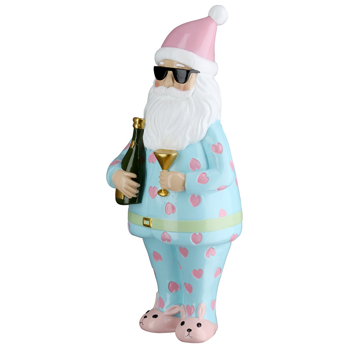 Figur "Santa Crazy Xmas" 22,5cm blau/rosa (Kunstharz)