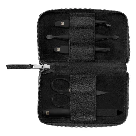 Nagelpflege-Set 5-tlg. schwarz (Nagelschere, Nagelhautschneider, Nagelfeile, Nagelhautschieber, Pinzette)