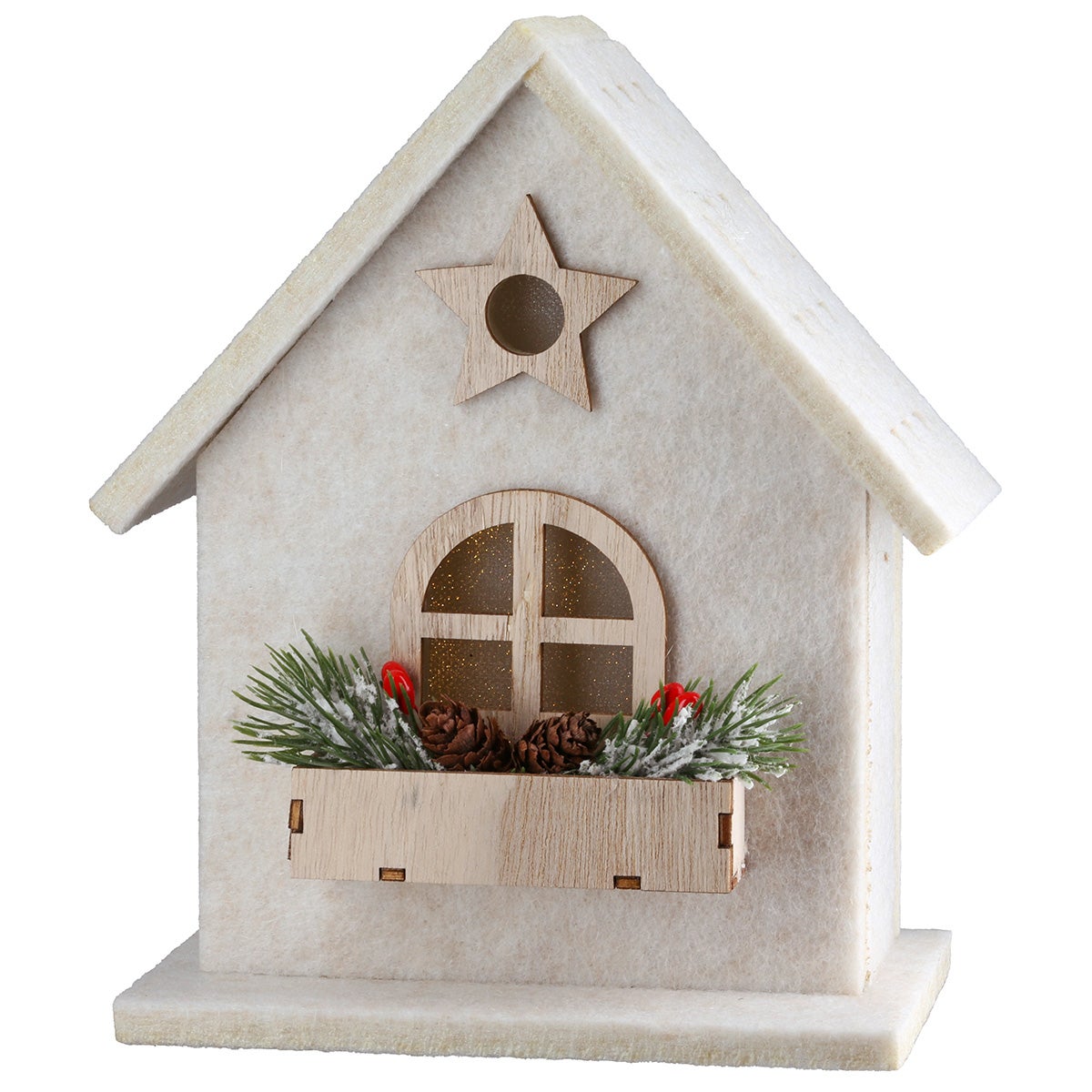 LED-Haus "Amata - Stern" 20,5cm beige (Filz)