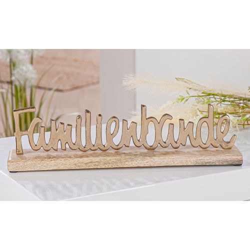 Schriftzug "Familienbande" (Aluminium/Mangoholz)